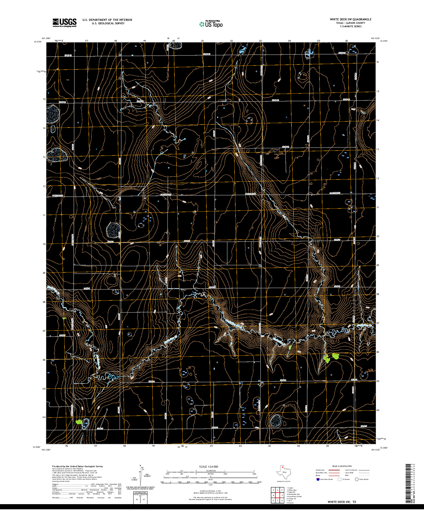 US TOPO 7.5-MINUTE MAP FOR WHITE DEER SW, TX