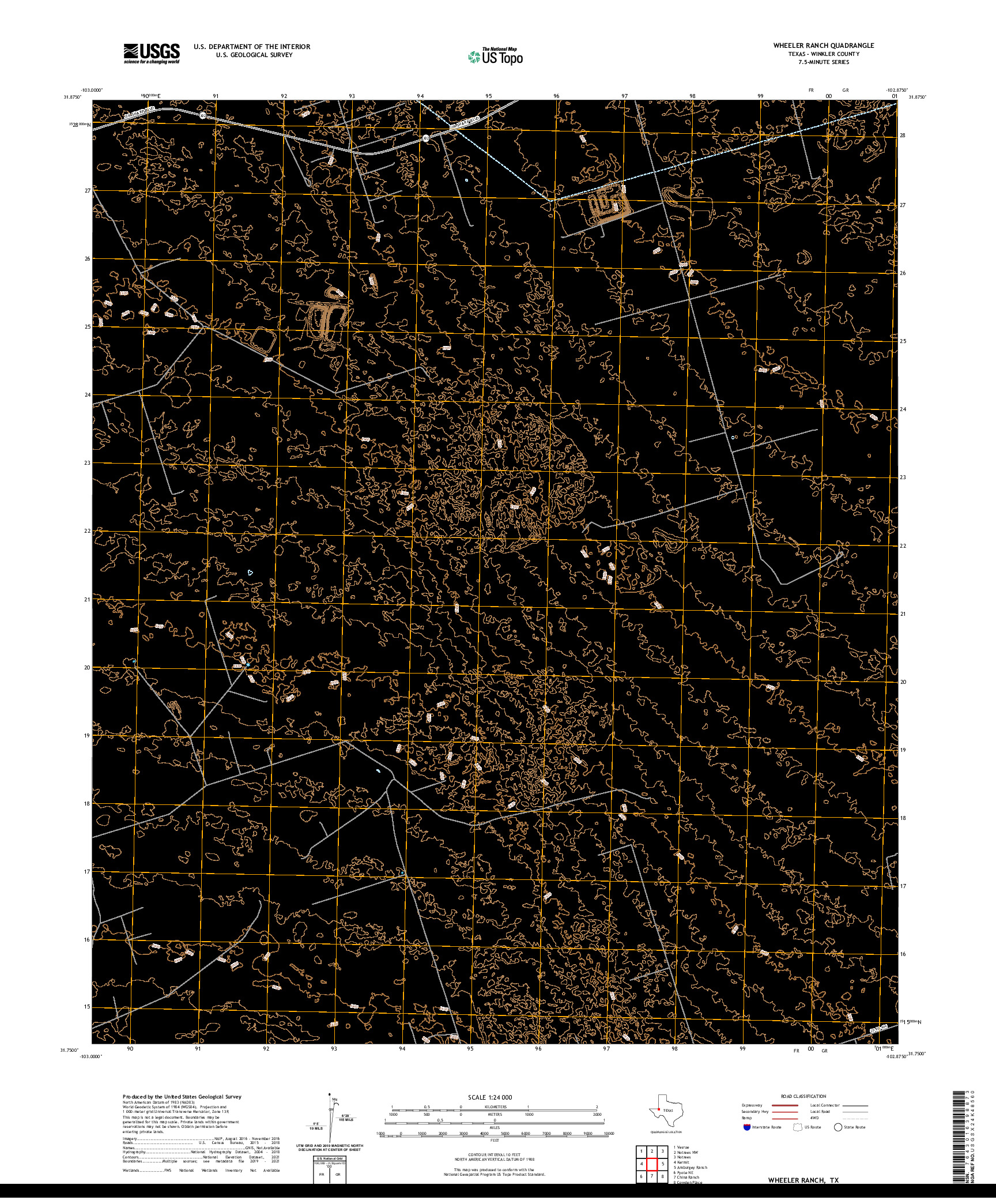 US TOPO 7.5-MINUTE MAP FOR WHEELER RANCH, TX
