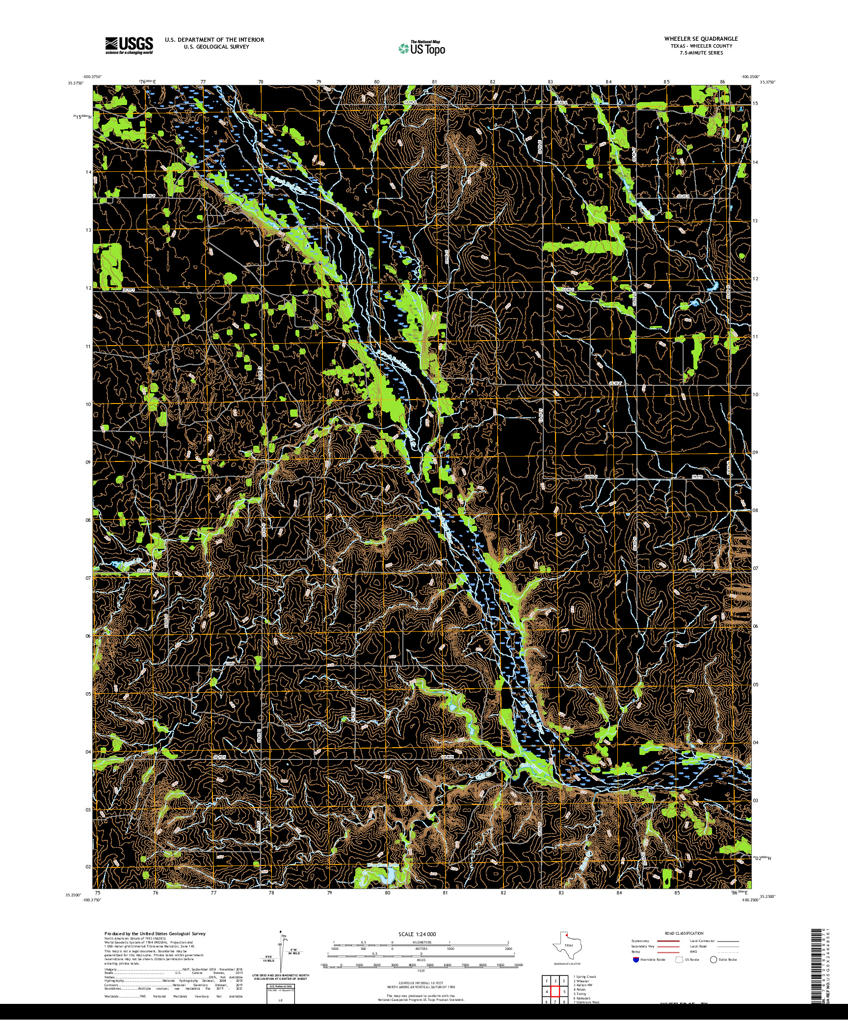 US TOPO 7.5-MINUTE MAP FOR WHEELER SE, TX