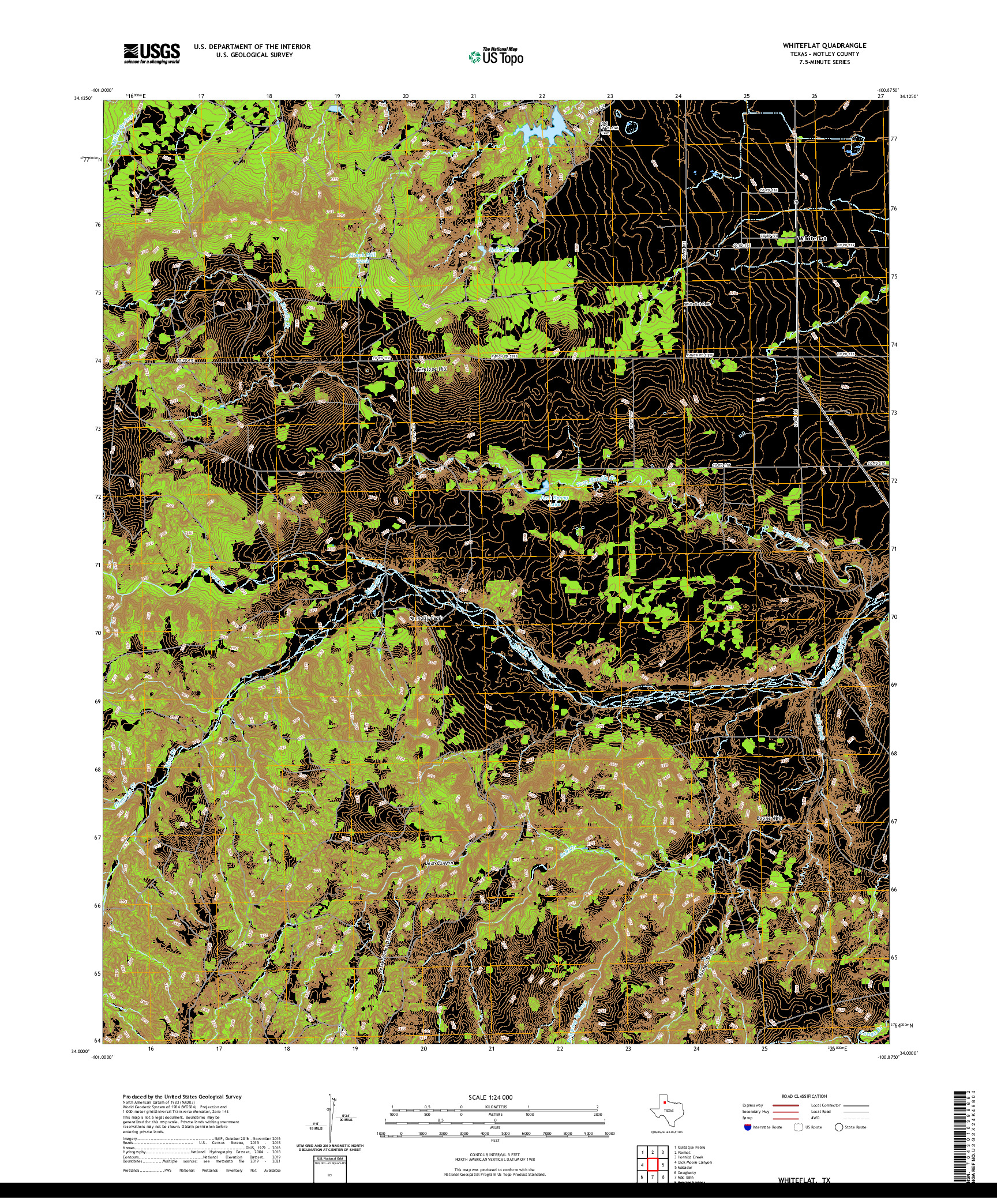 US TOPO 7.5-MINUTE MAP FOR WHITEFLAT, TX