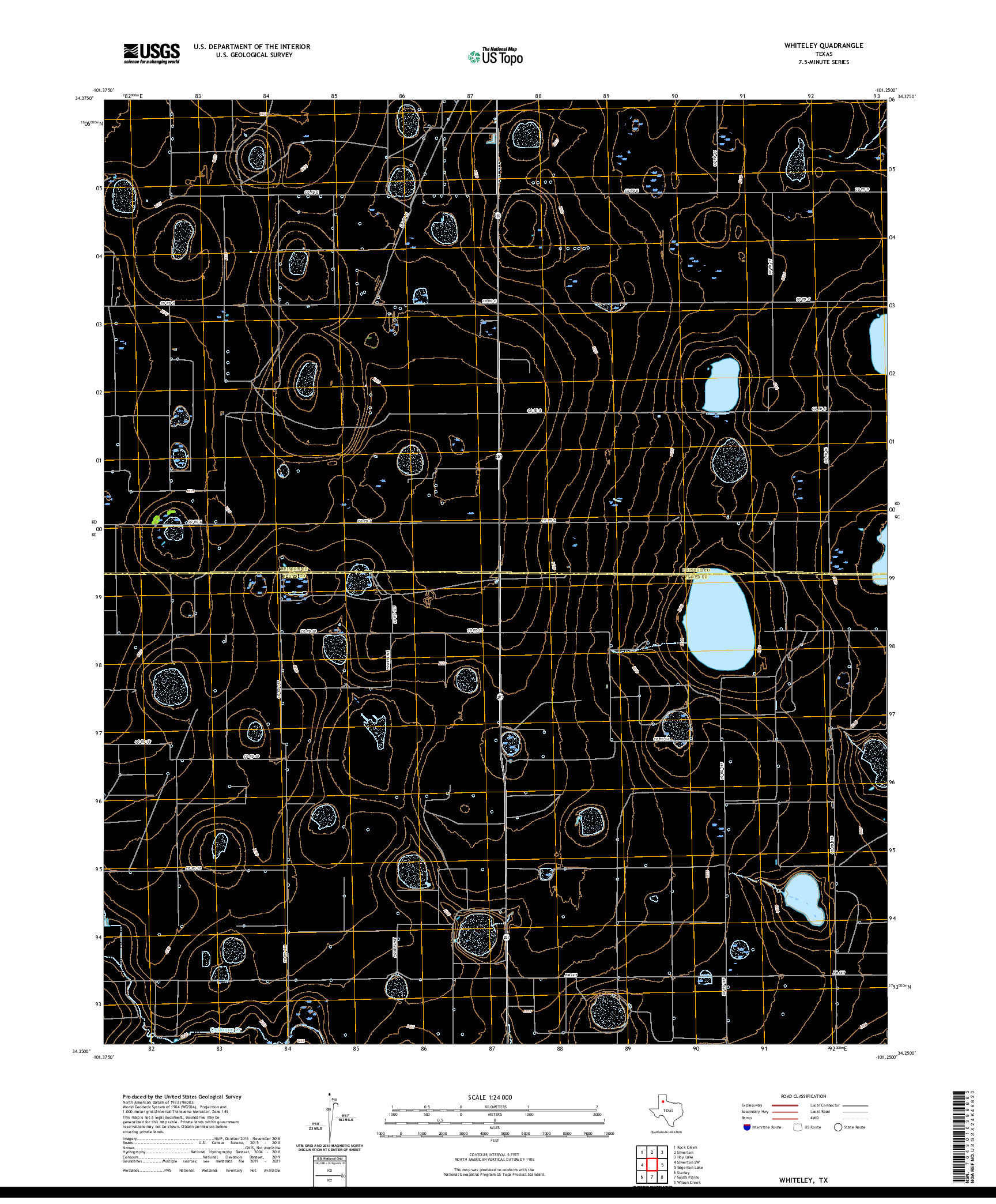 US TOPO 7.5-MINUTE MAP FOR WHITELEY, TX