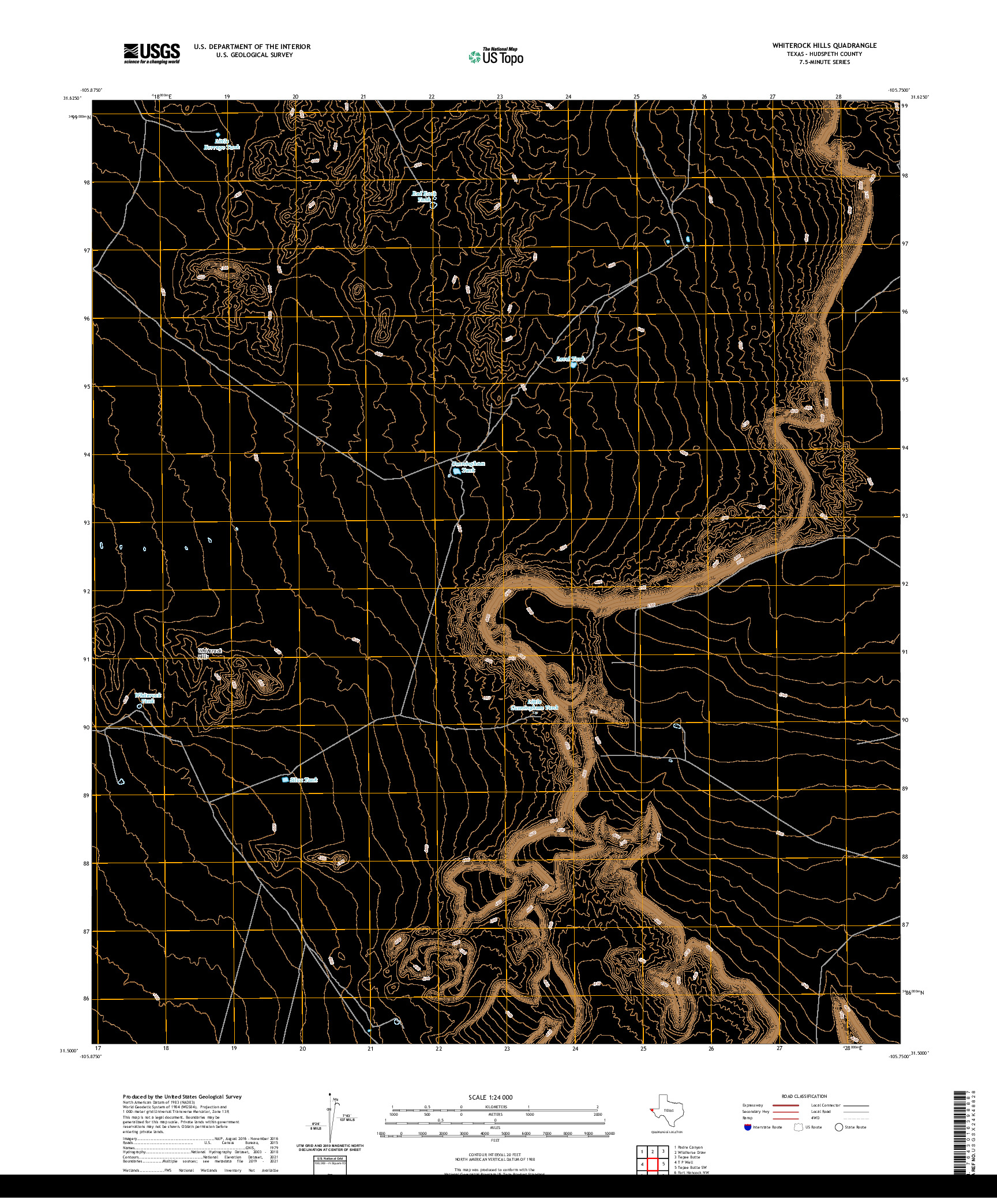 US TOPO 7.5-MINUTE MAP FOR WHITEROCK HILLS, TX