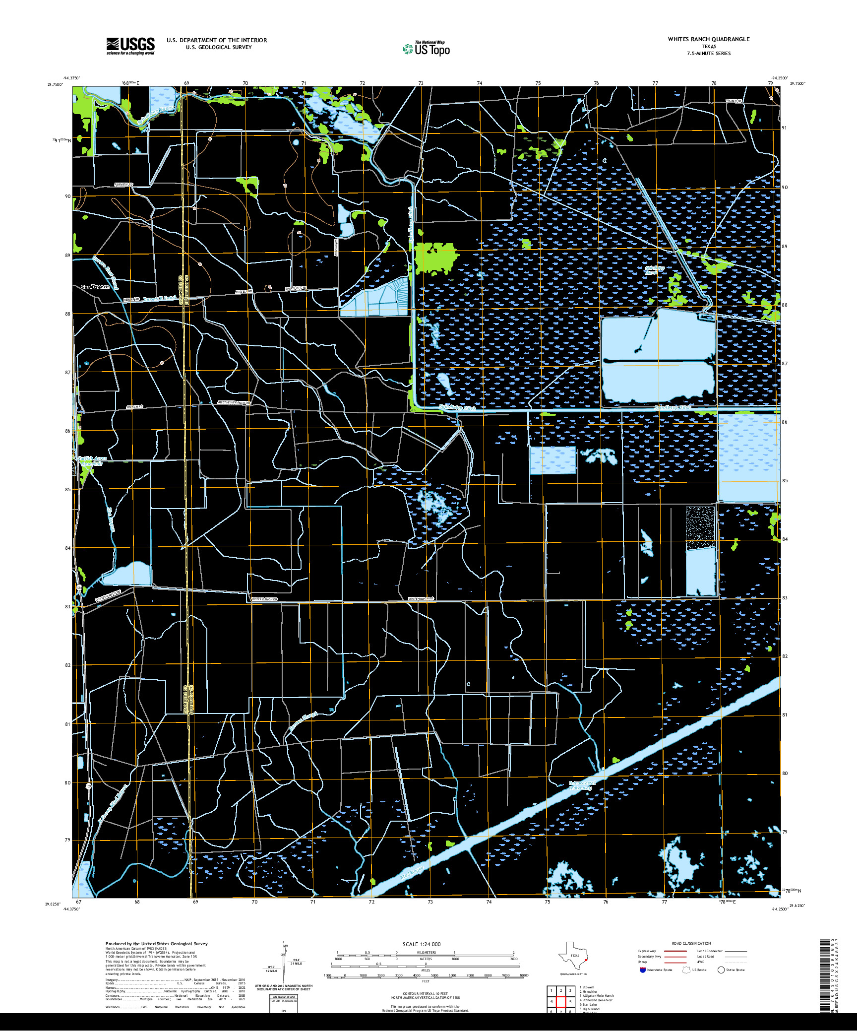 US TOPO 7.5-MINUTE MAP FOR WHITES RANCH, TX