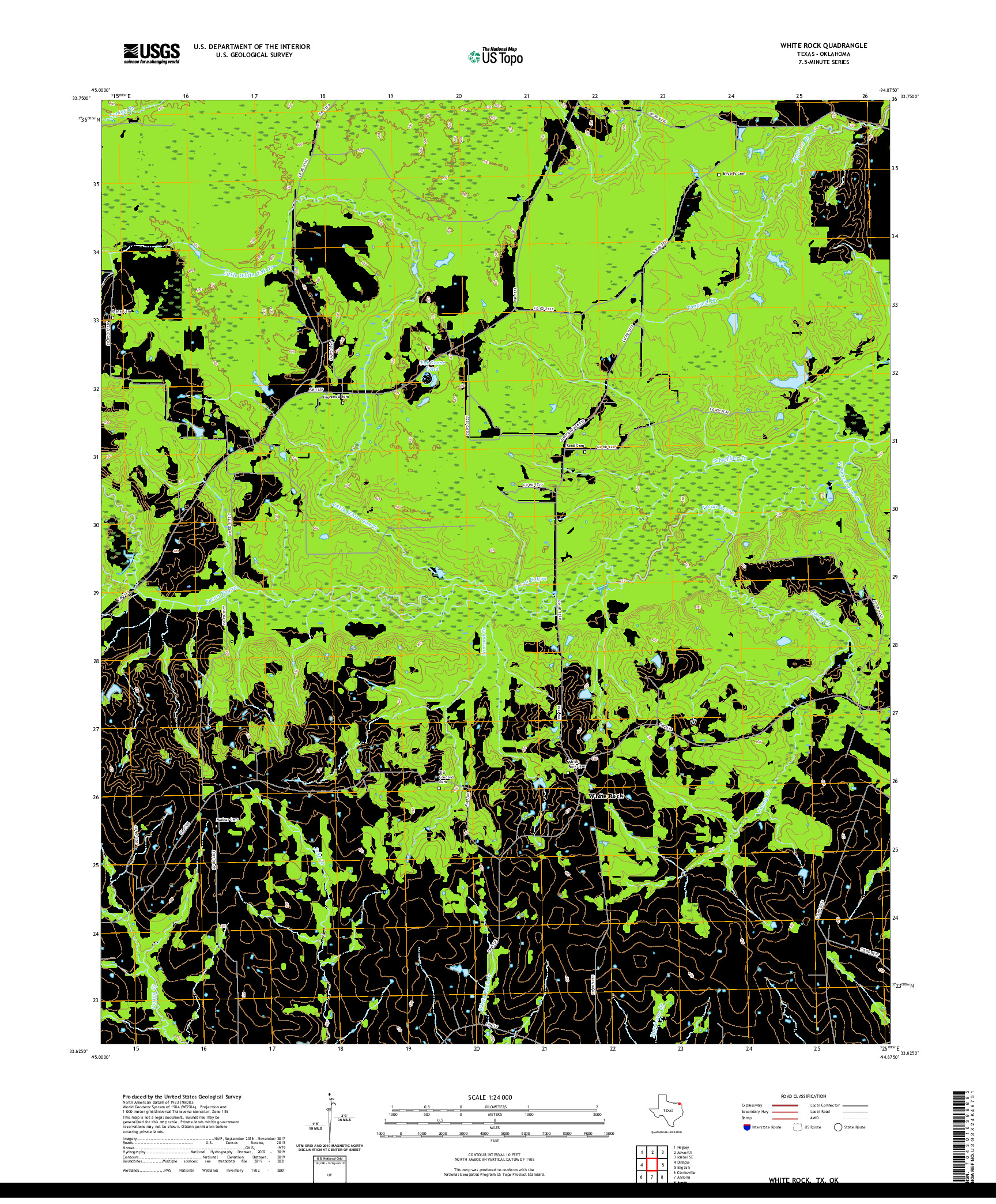 US TOPO 7.5-MINUTE MAP FOR WHITE ROCK, TX,OK