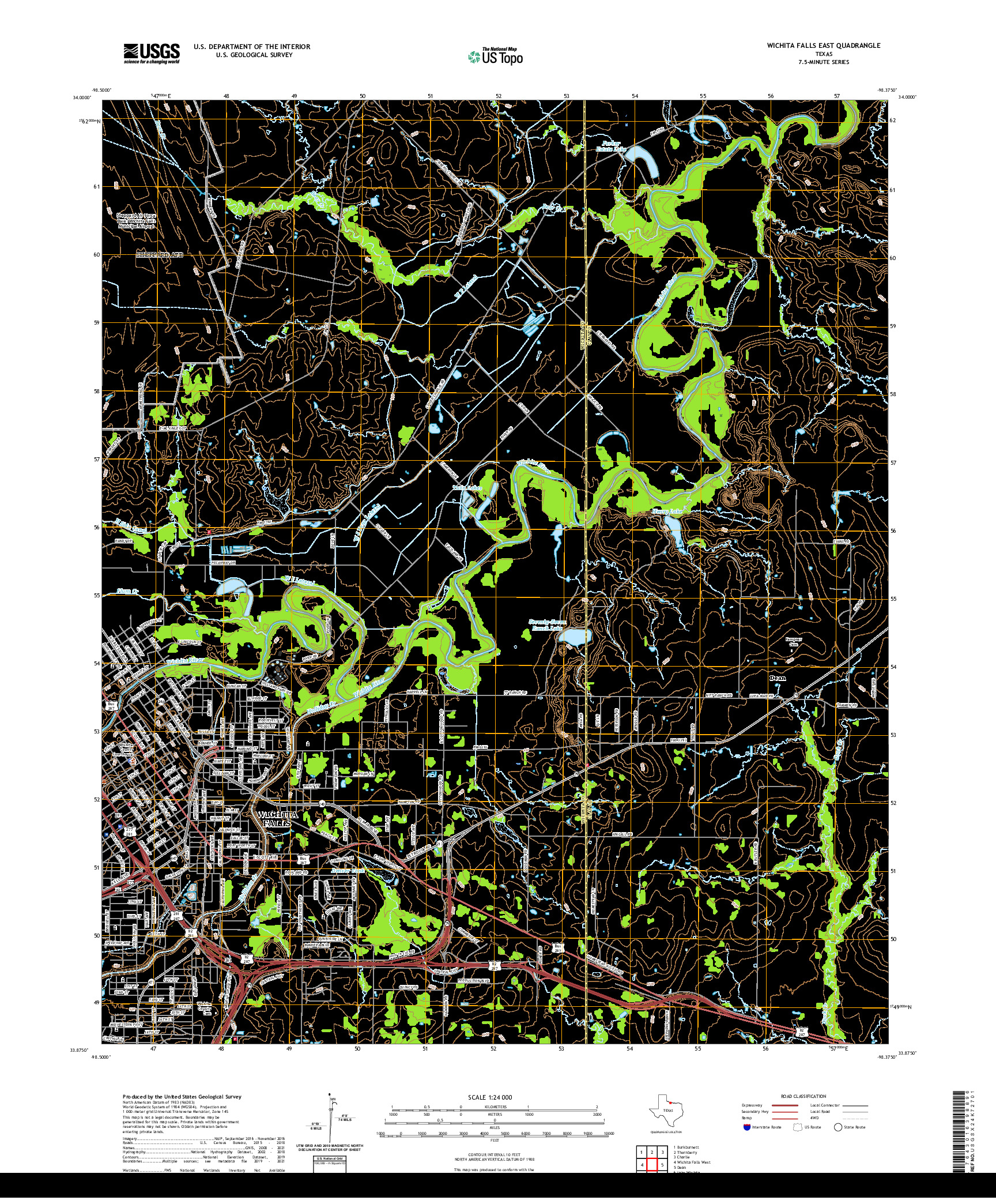 US TOPO 7.5-MINUTE MAP FOR WICHITA FALLS EAST, TX