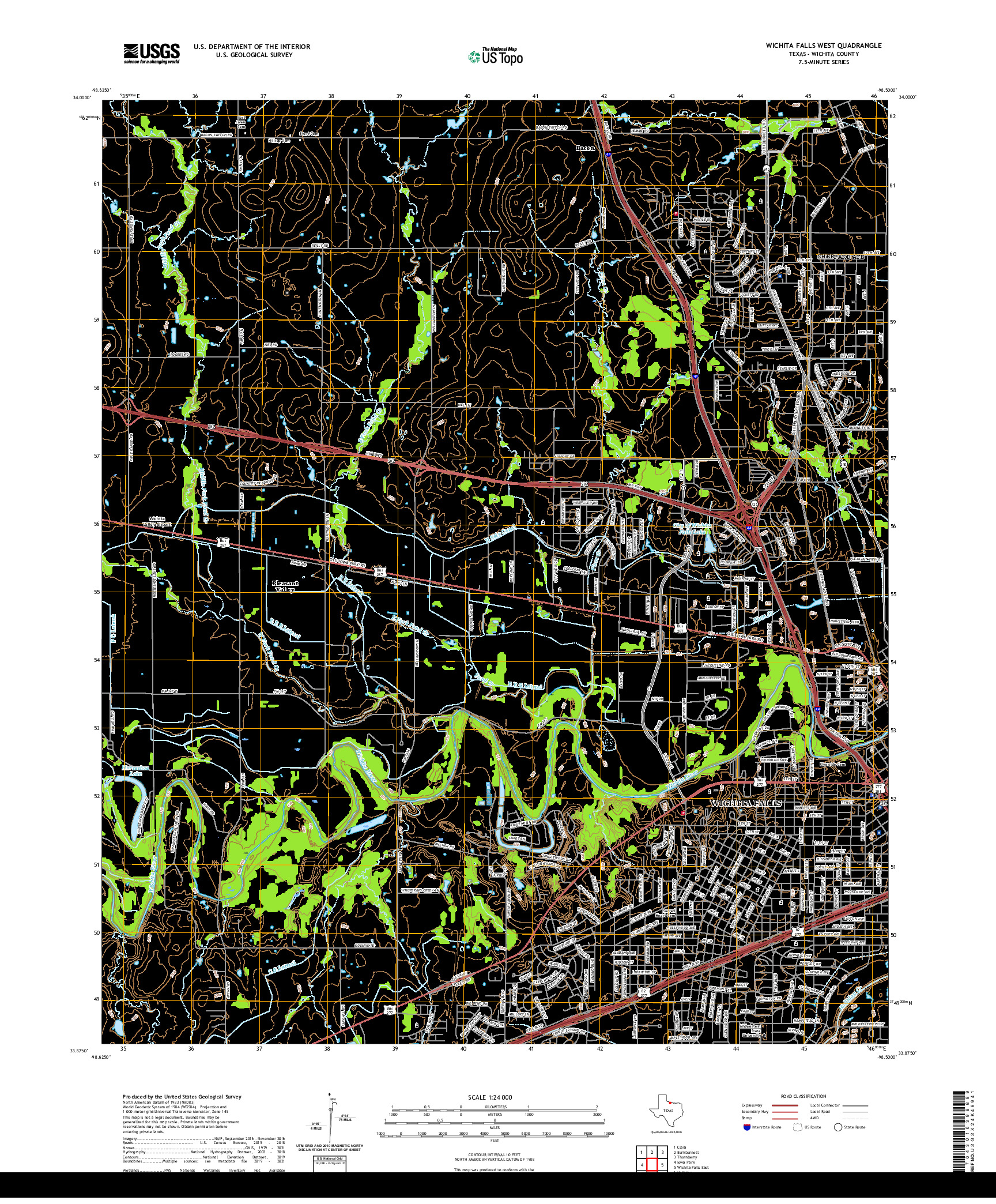 US TOPO 7.5-MINUTE MAP FOR WICHITA FALLS WEST, TX