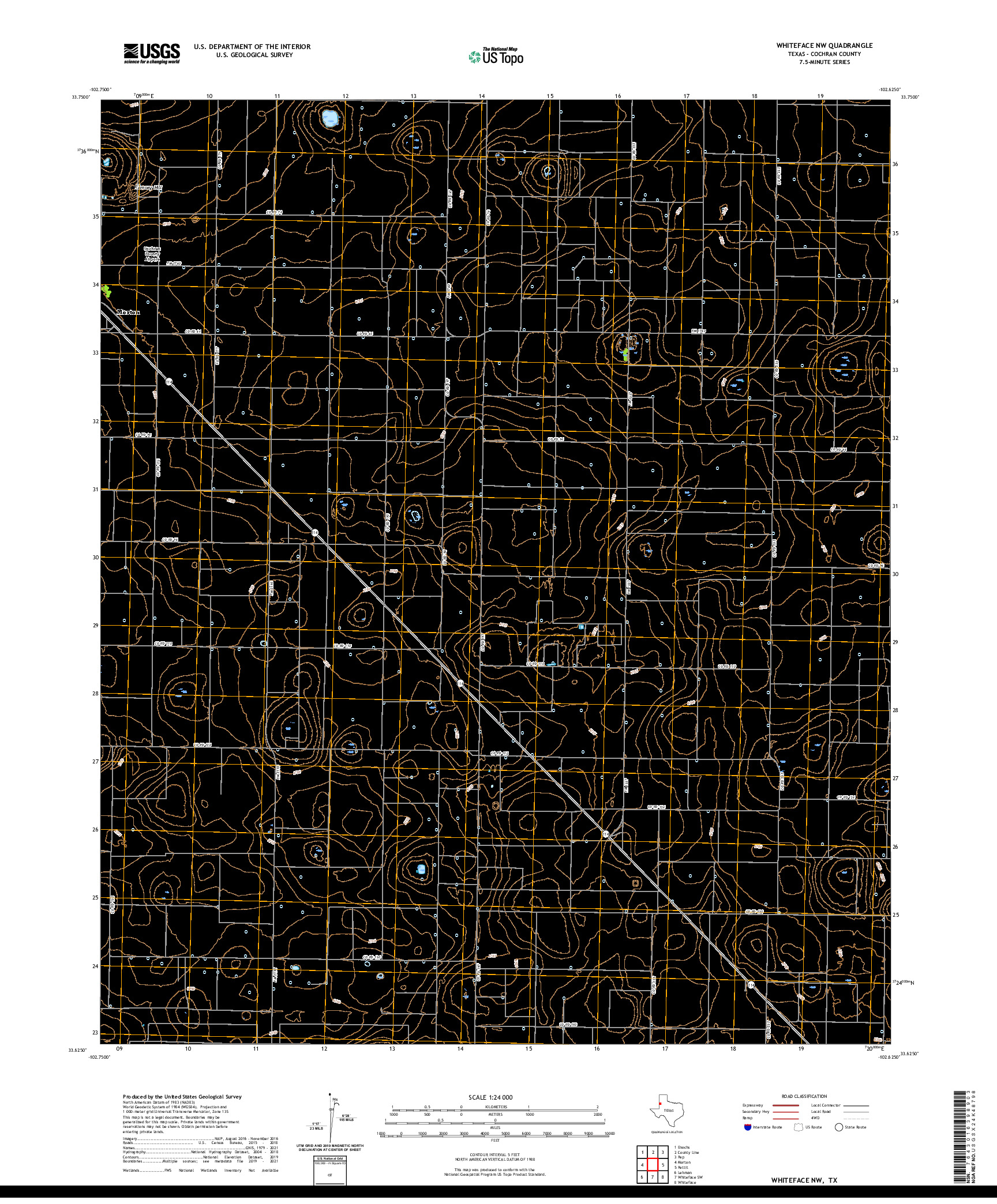 US TOPO 7.5-MINUTE MAP FOR WHITEFACE NW, TX