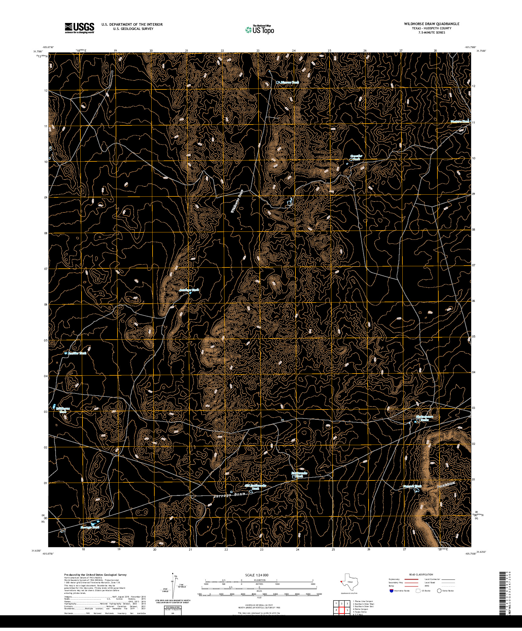 US TOPO 7.5-MINUTE MAP FOR WILDHORSE DRAW, TX