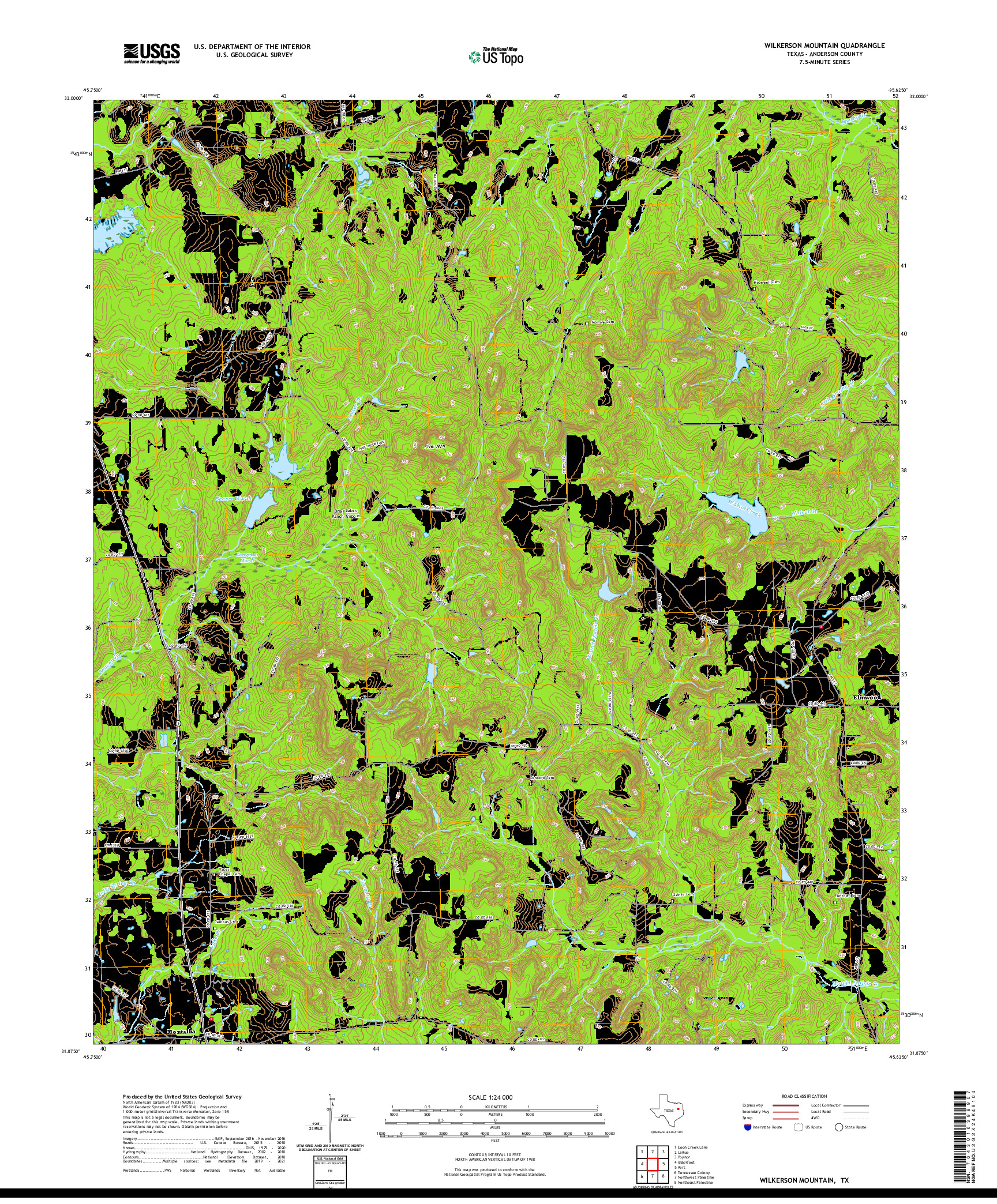 US TOPO 7.5-MINUTE MAP FOR WILKERSON MOUNTAIN, TX