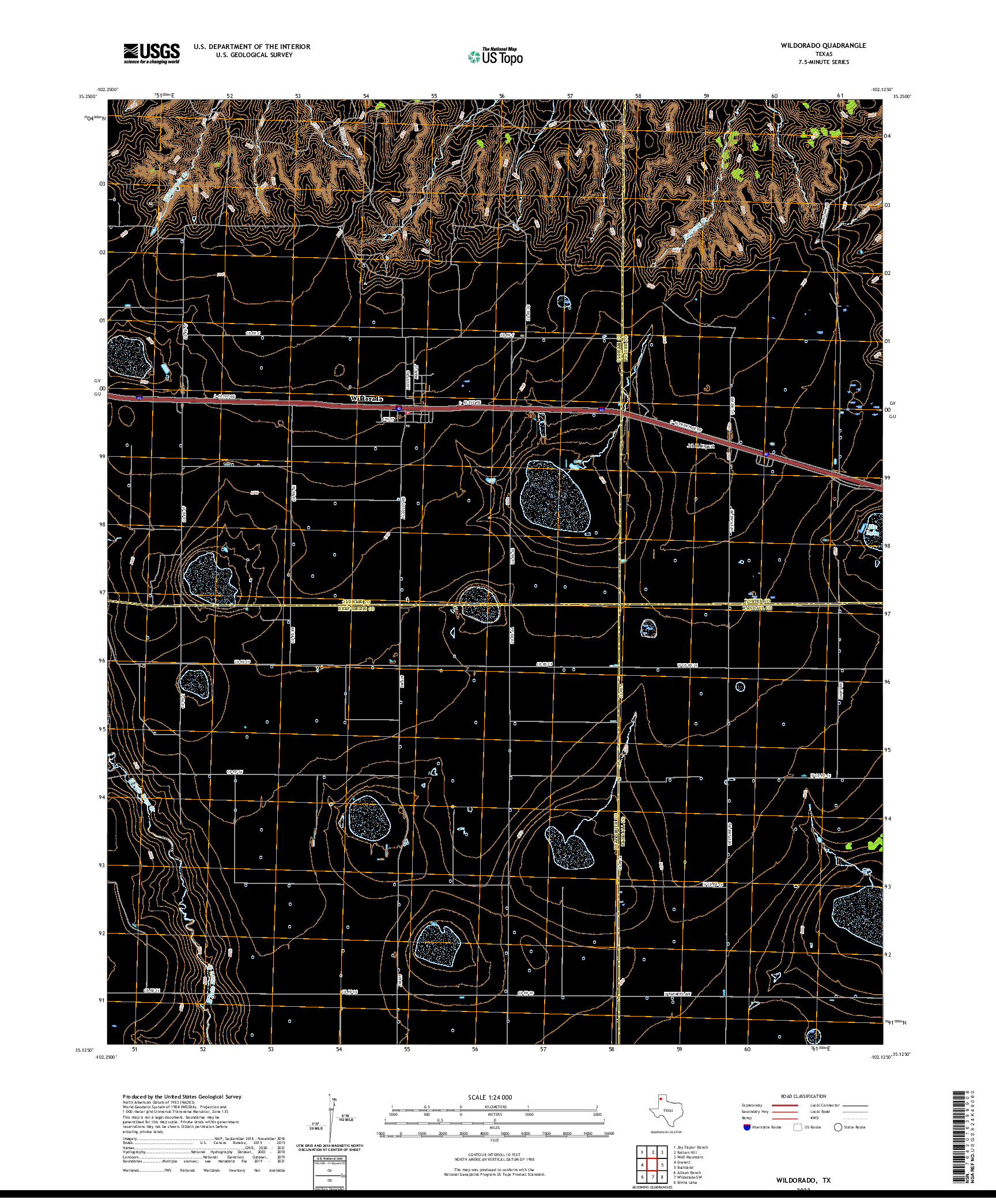 US TOPO 7.5-MINUTE MAP FOR WILDORADO, TX