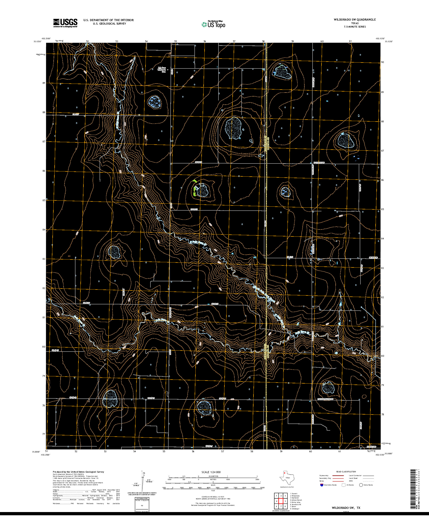 US TOPO 7.5-MINUTE MAP FOR WILDORADO SW, TX