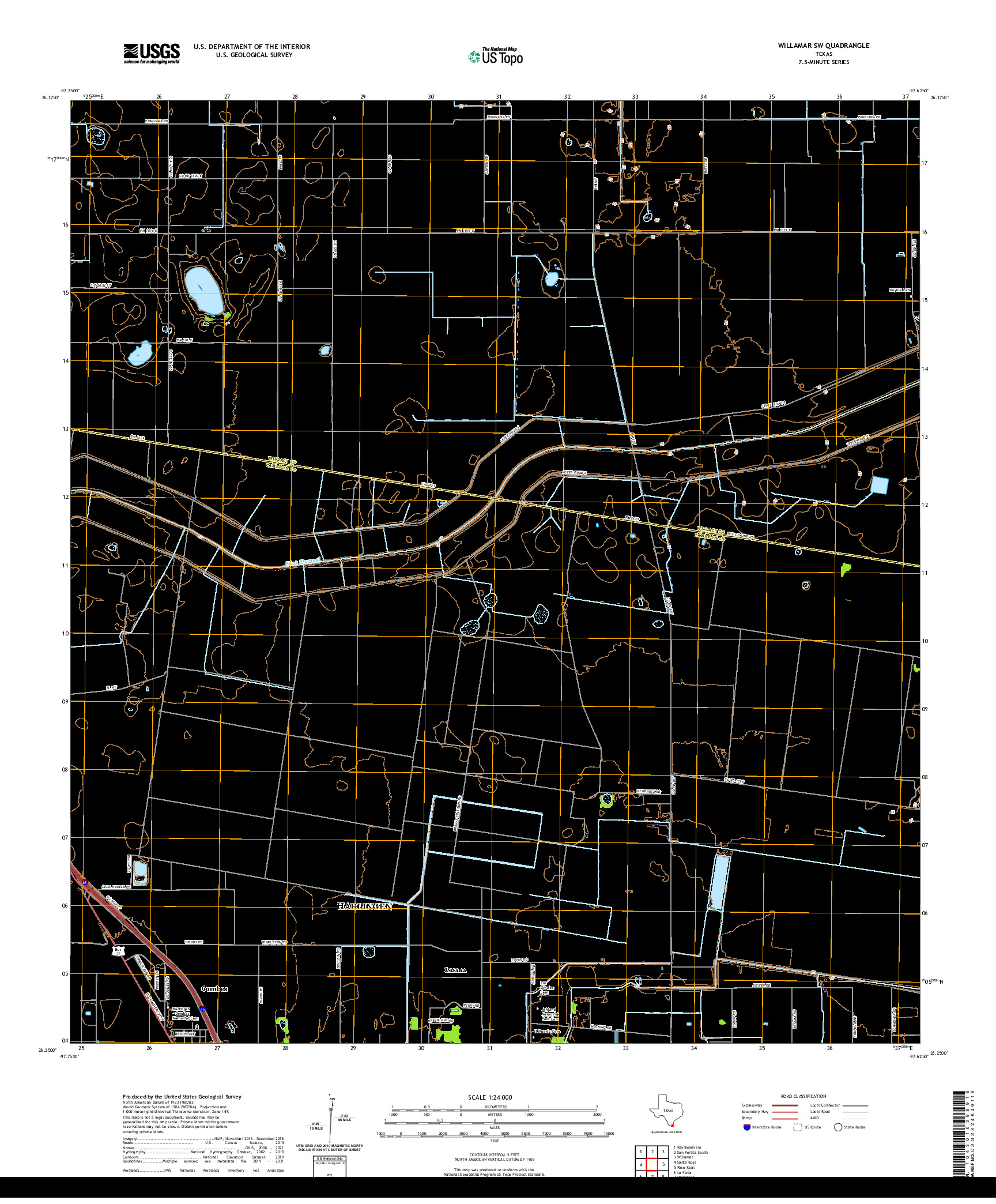 US TOPO 7.5-MINUTE MAP FOR WILLAMAR SW, TX