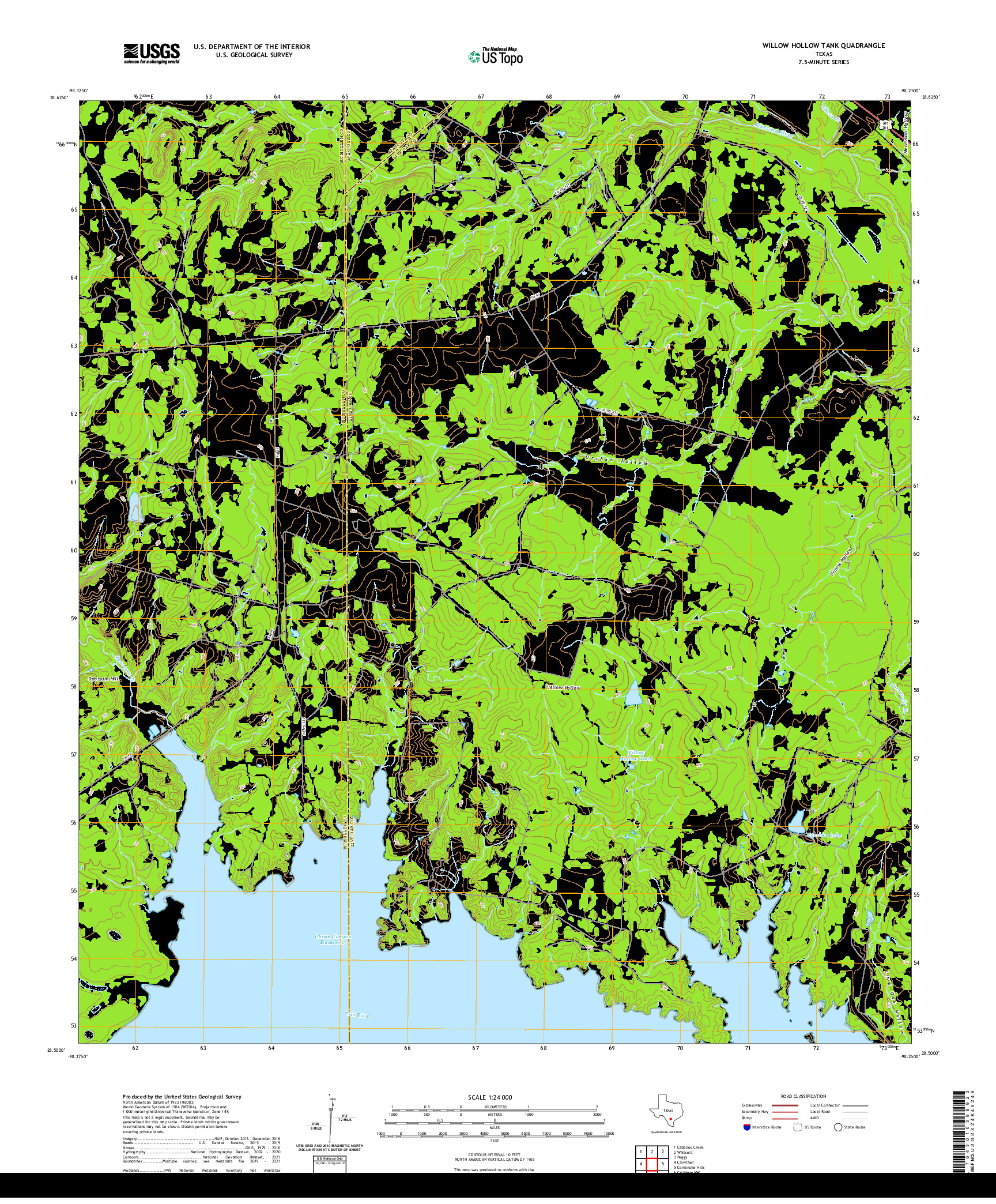 US TOPO 7.5-MINUTE MAP FOR WILLOW HOLLOW TANK, TX