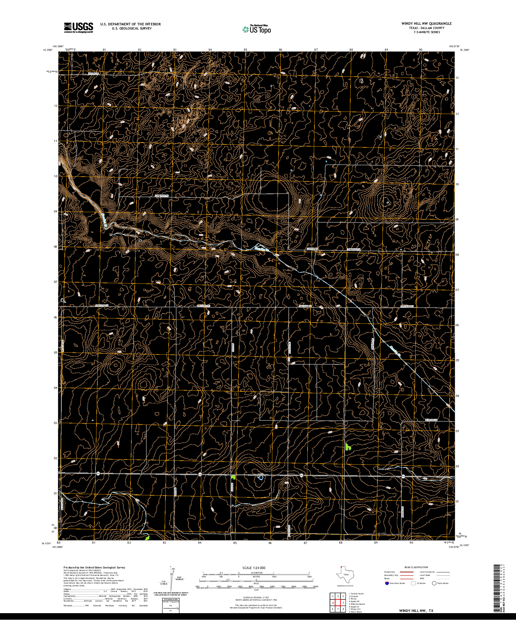 US TOPO 7.5-MINUTE MAP FOR WINDY HILL NW, TX