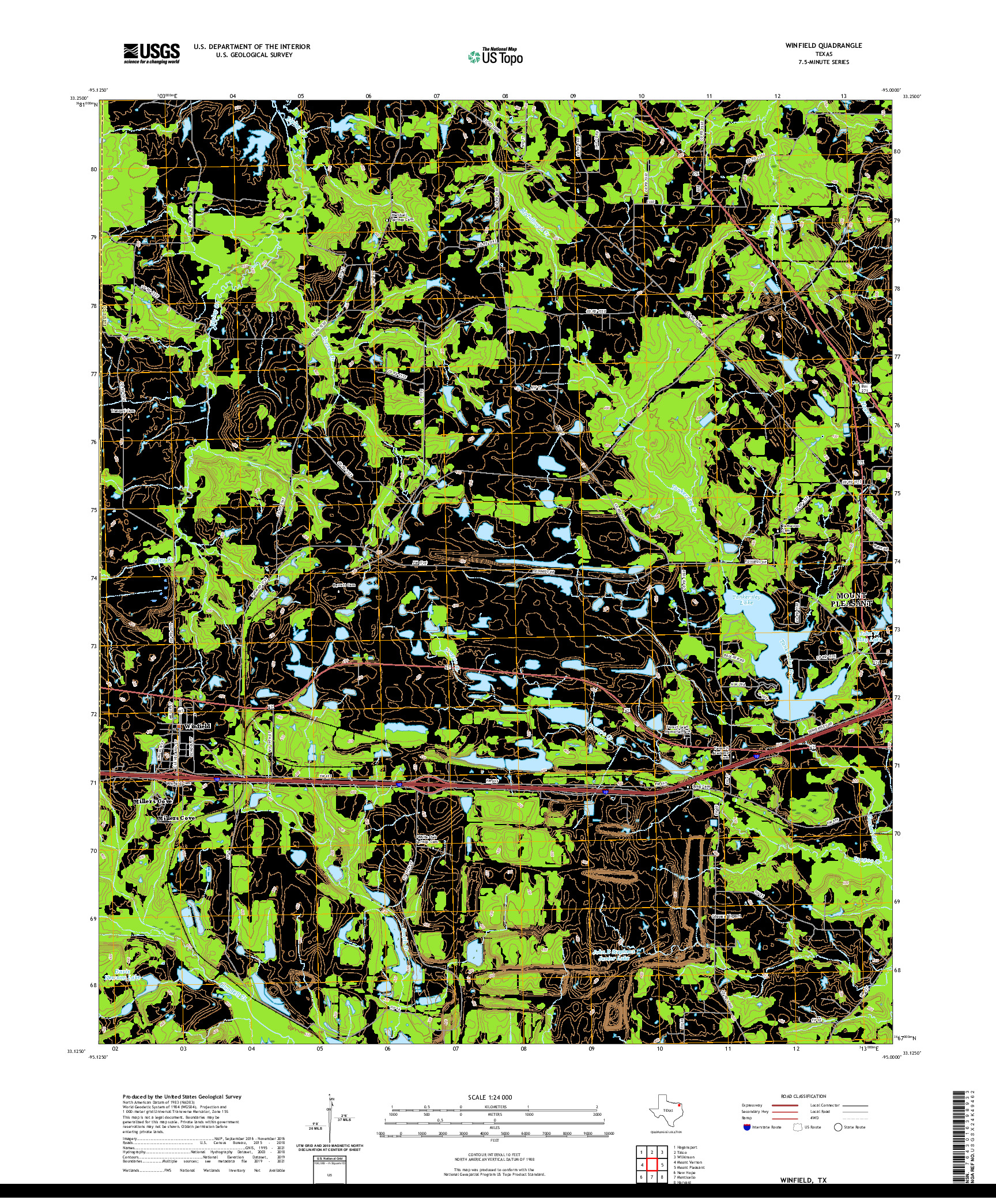 US TOPO 7.5-MINUTE MAP FOR WINFIELD, TX