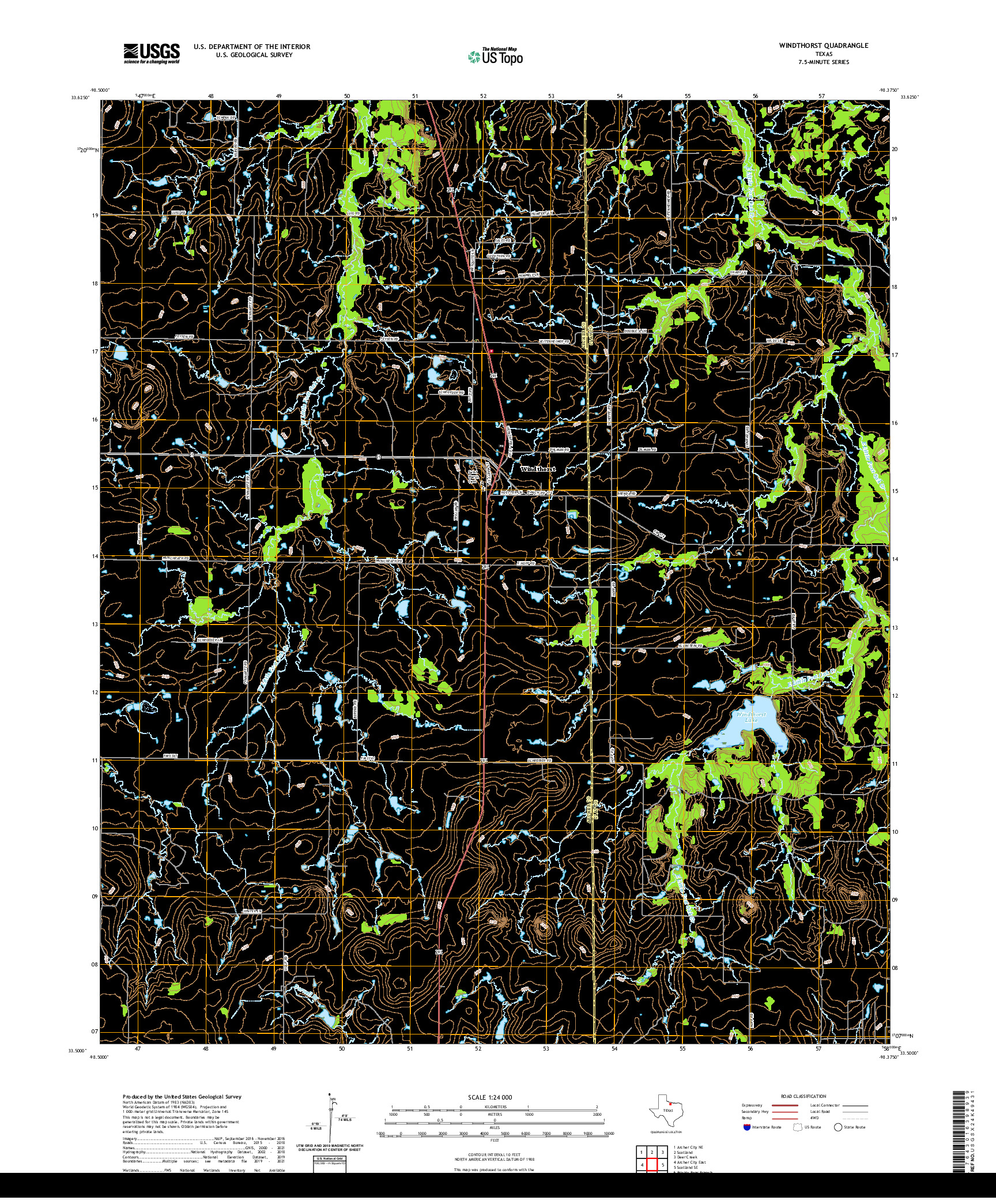 US TOPO 7.5-MINUTE MAP FOR WINDTHORST, TX