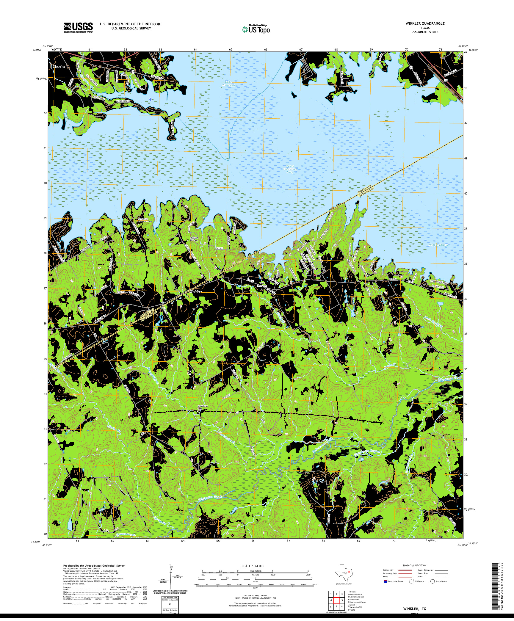 US TOPO 7.5-MINUTE MAP FOR WINKLER, TX