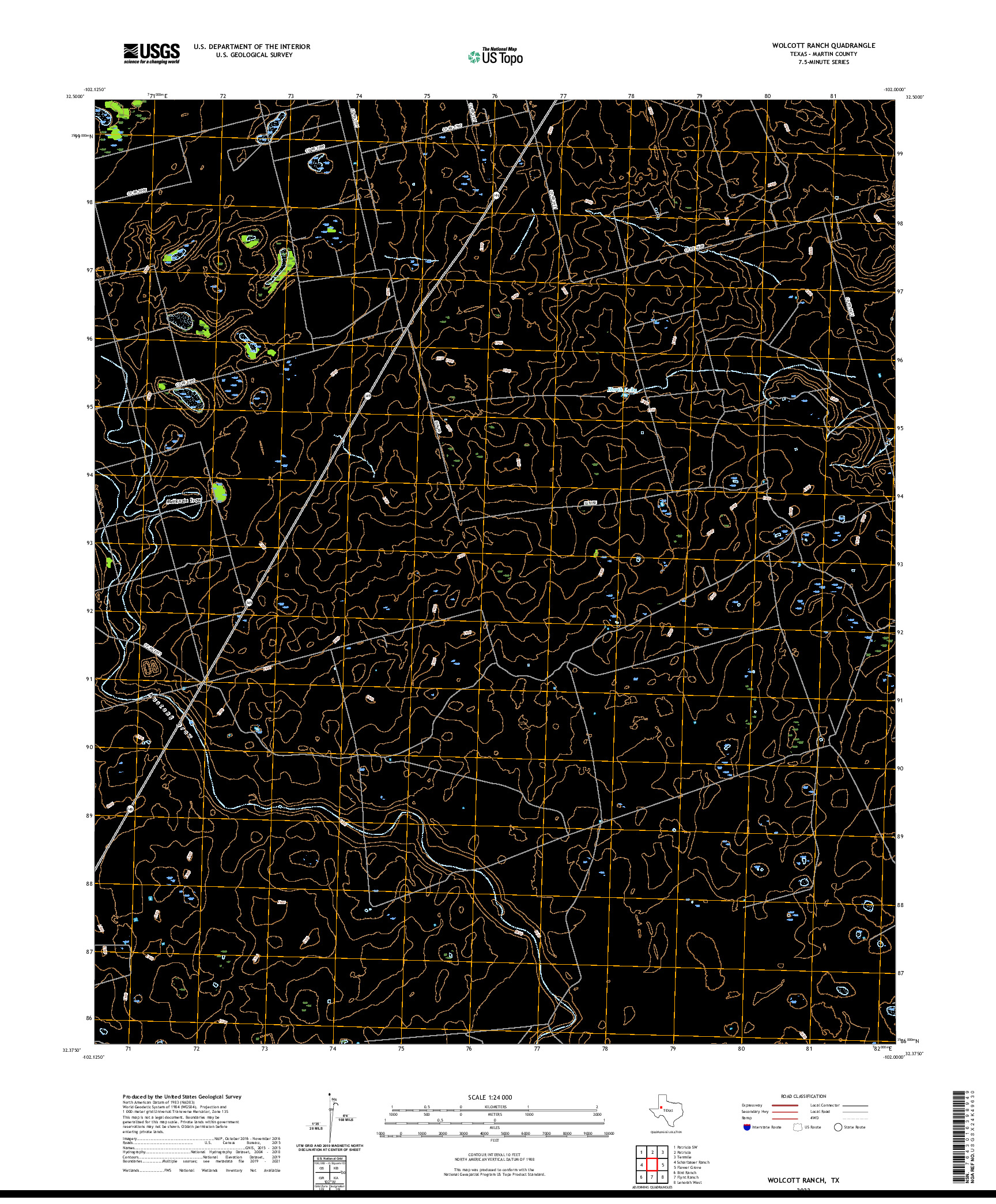 US TOPO 7.5-MINUTE MAP FOR WOLCOTT RANCH, TX