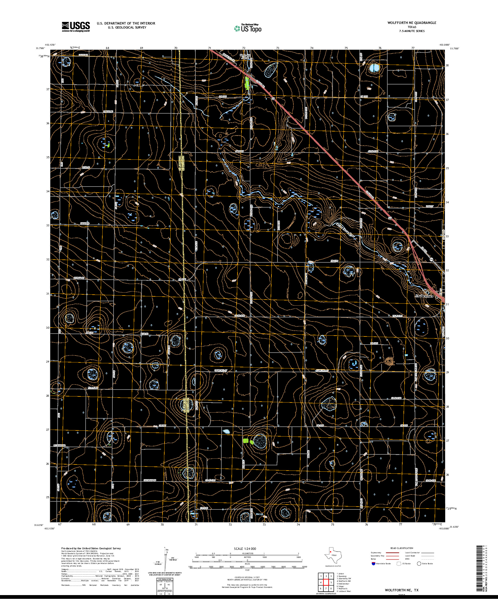 US TOPO 7.5-MINUTE MAP FOR WOLFFORTH NE, TX