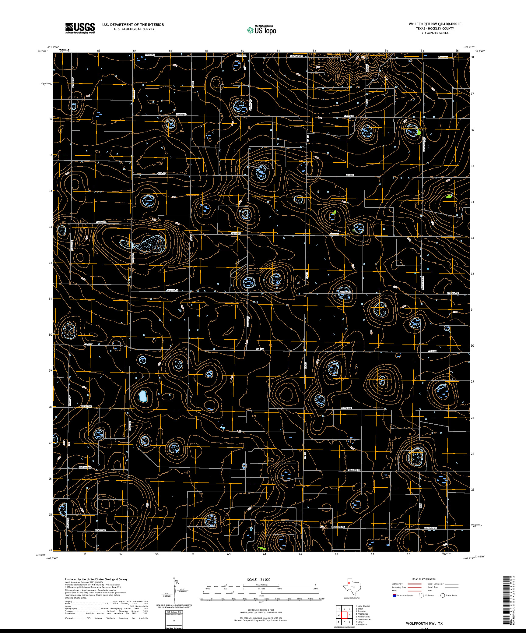 US TOPO 7.5-MINUTE MAP FOR WOLFFORTH NW, TX