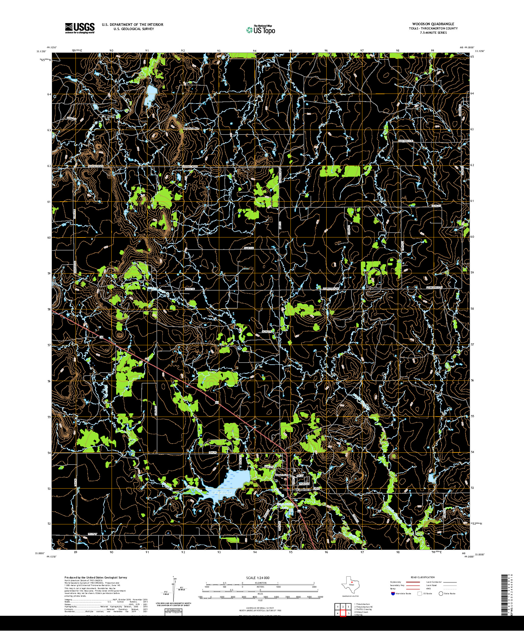 US TOPO 7.5-MINUTE MAP FOR WOODSON, TX