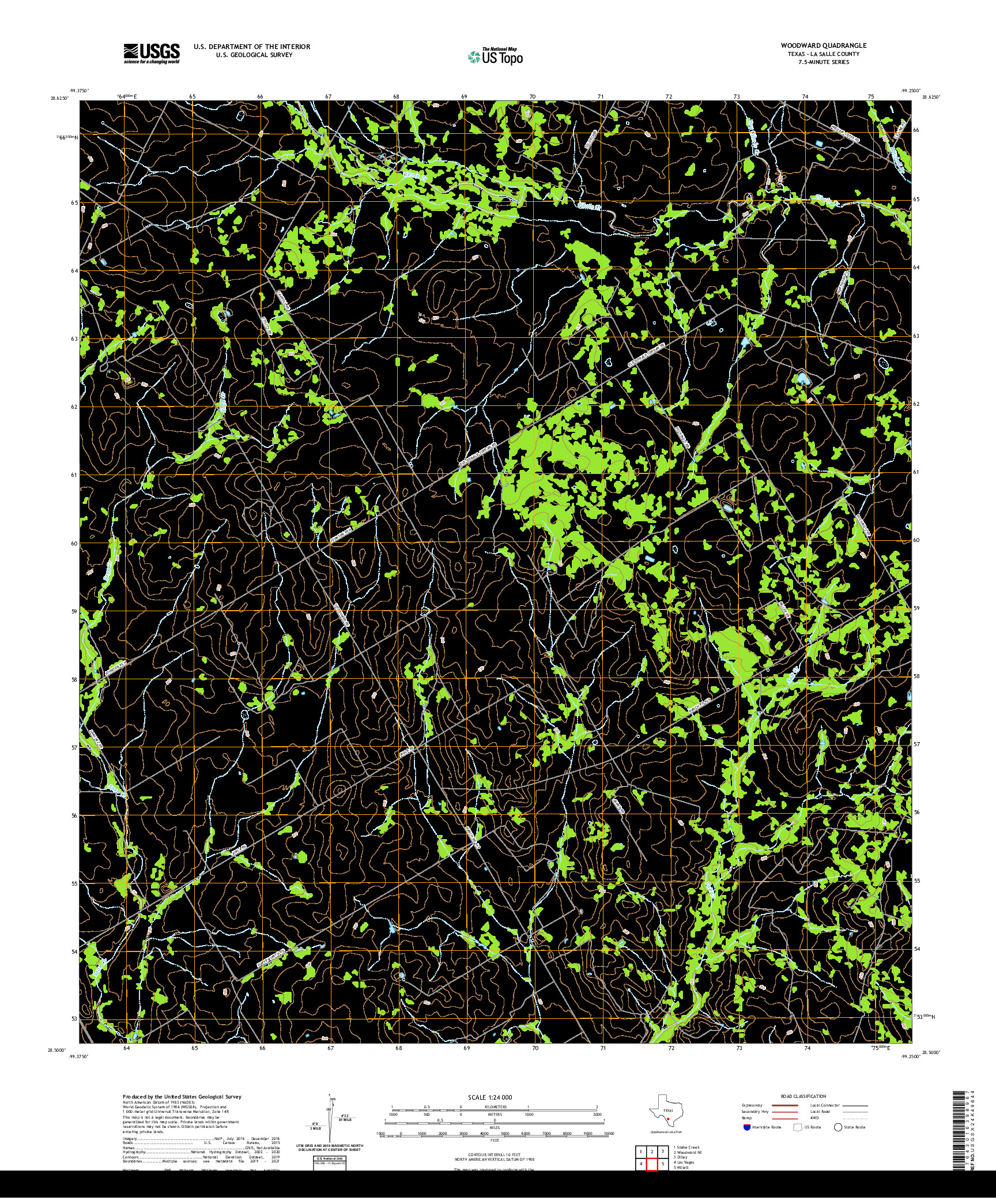 US TOPO 7.5-MINUTE MAP FOR WOODWARD, TX