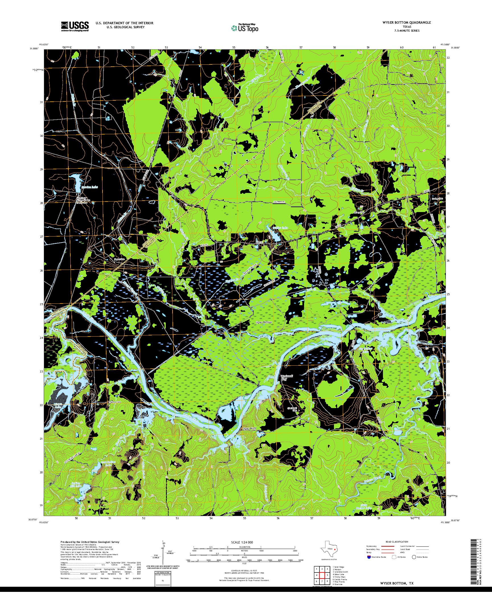 US TOPO 7.5-MINUTE MAP FOR WYSER BOTTOM, TX