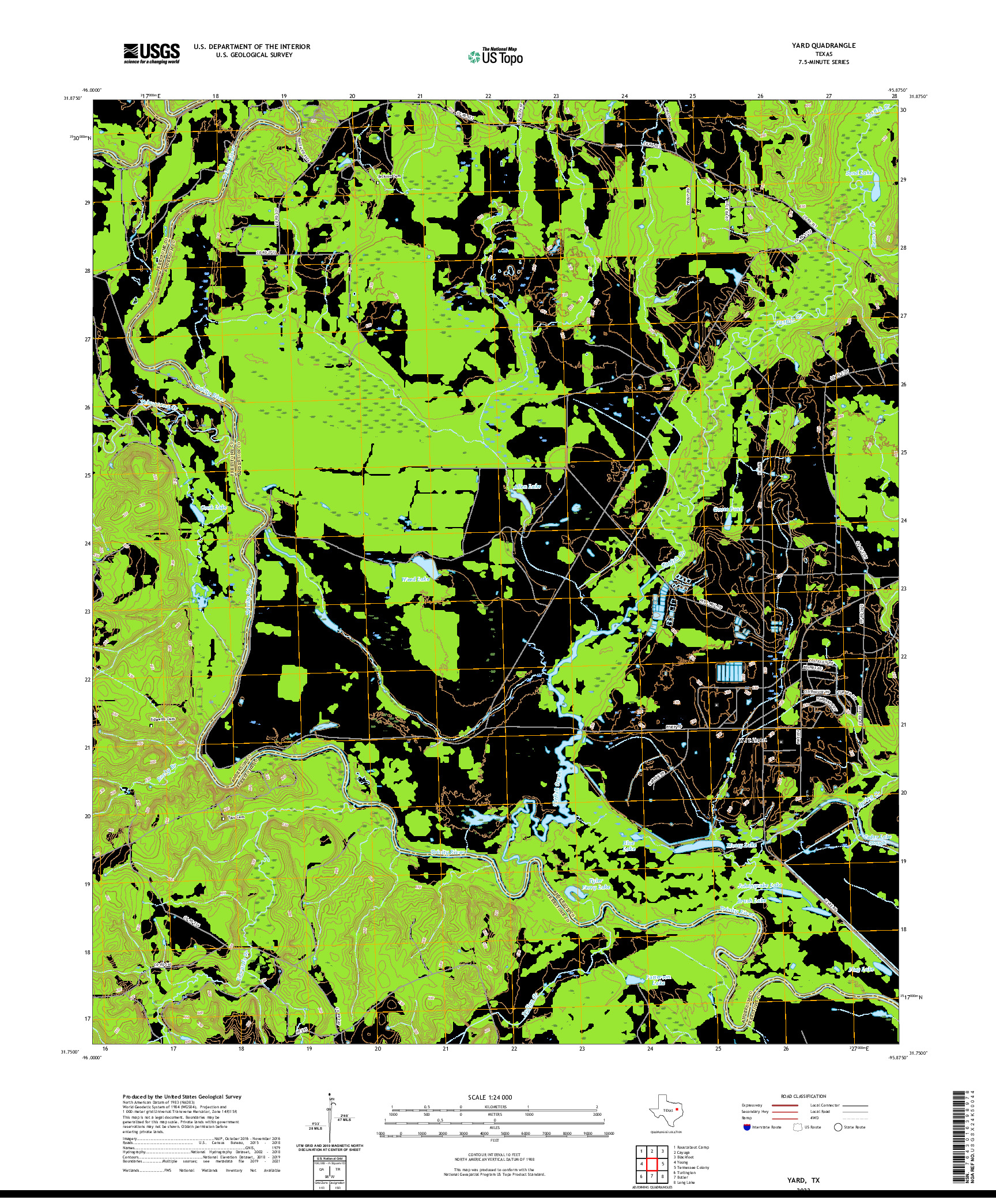 US TOPO 7.5-MINUTE MAP FOR YARD, TX