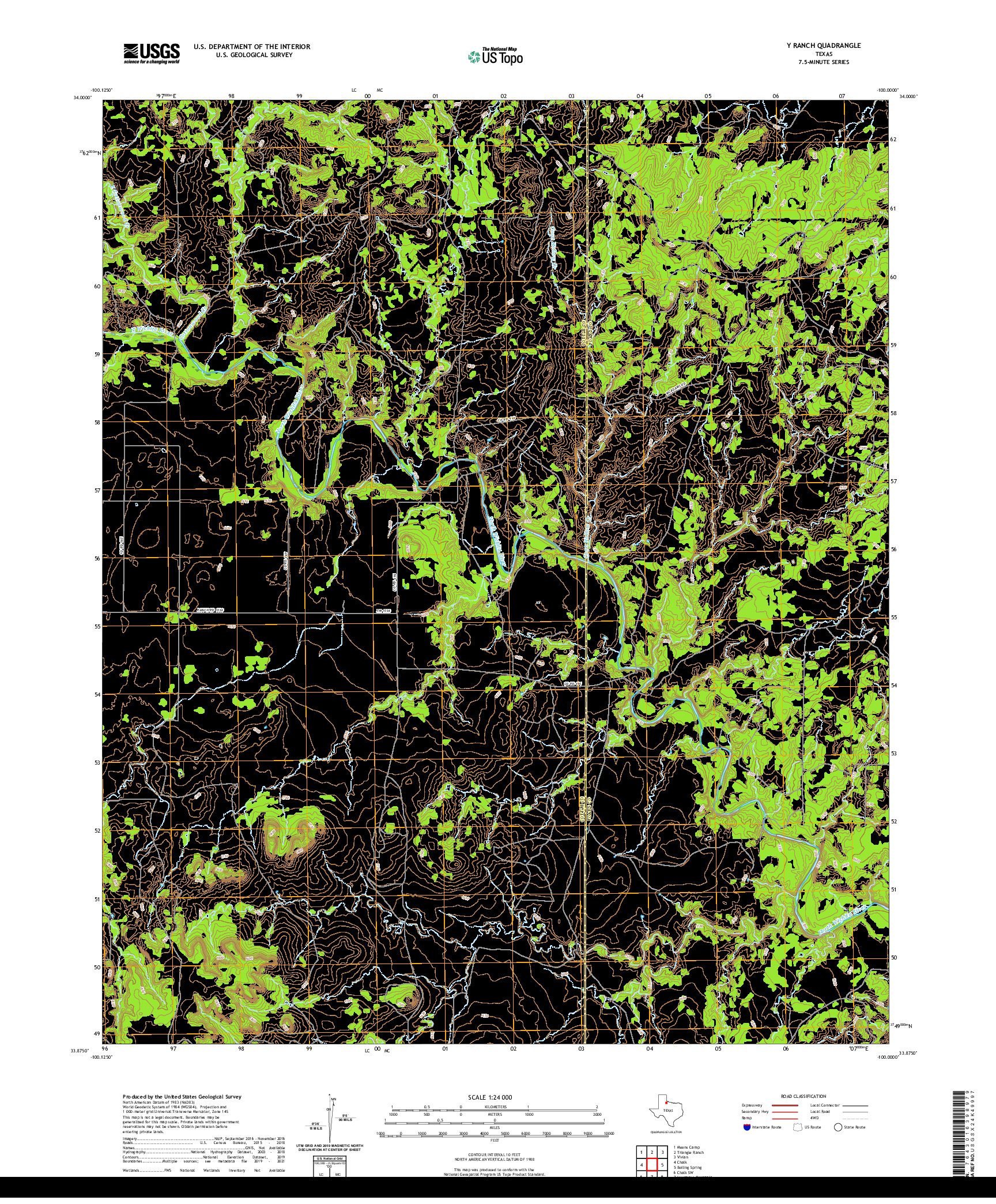 US TOPO 7.5-MINUTE MAP FOR Y RANCH, TX