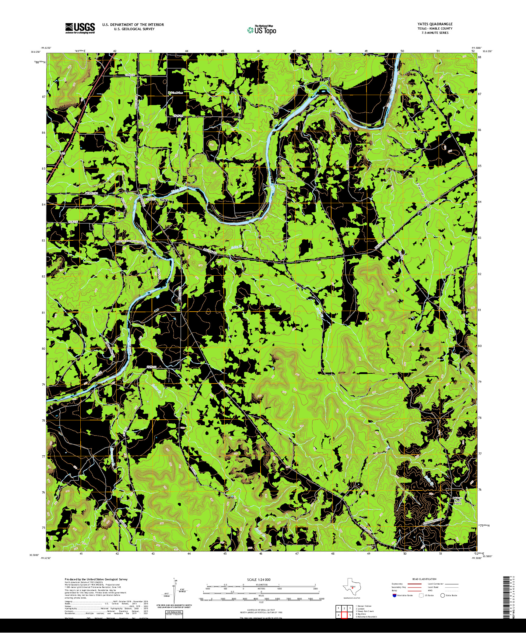 US TOPO 7.5-MINUTE MAP FOR YATES, TX