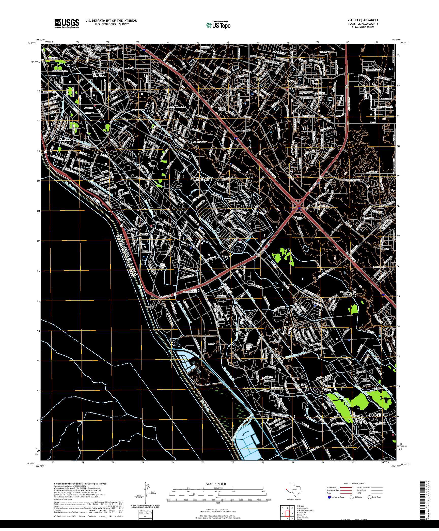 US TOPO 7.5-MINUTE MAP FOR YSLETA, TX,CHH