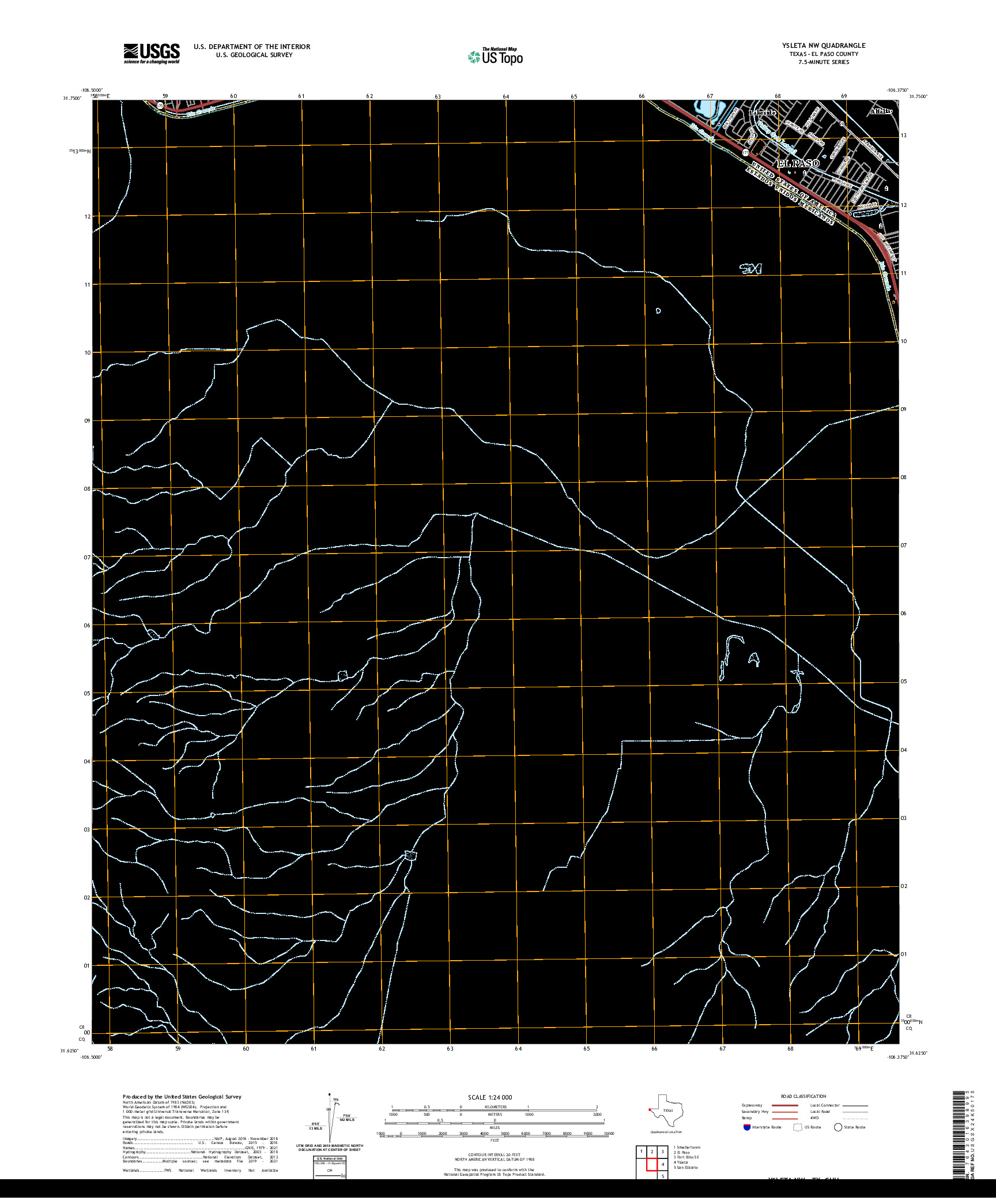 US TOPO 7.5-MINUTE MAP FOR YSLETA NW, TX,CHH