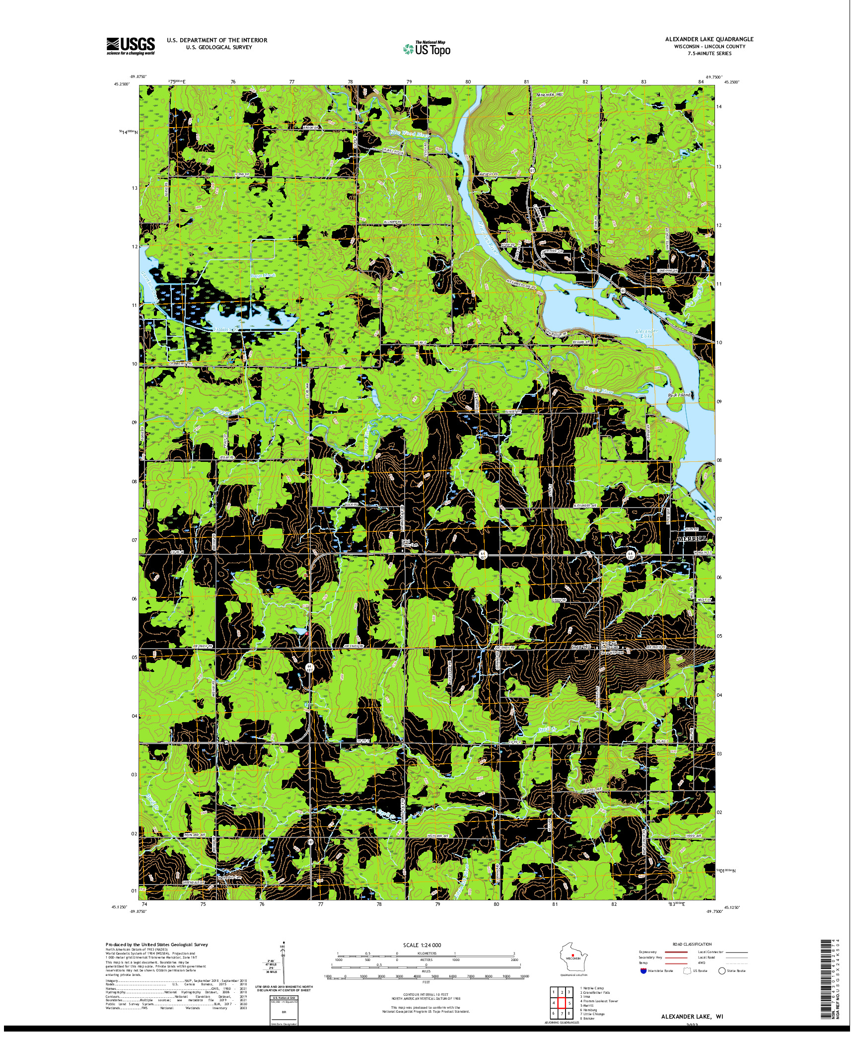 US TOPO 7.5-MINUTE MAP FOR ALEXANDER LAKE, WI