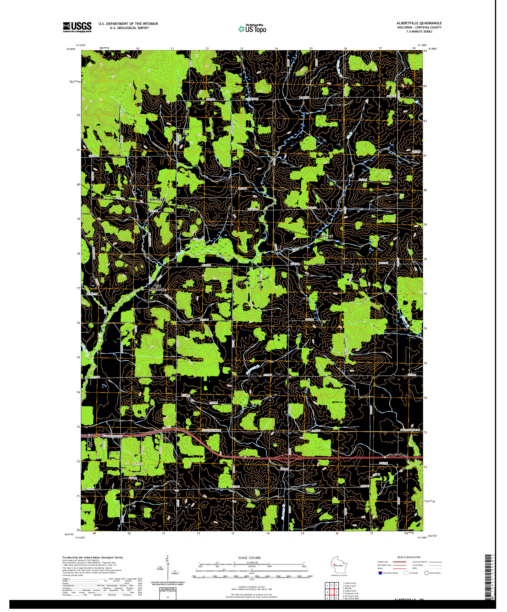 US TOPO 7.5-MINUTE MAP FOR ALBERTVILLE, WI