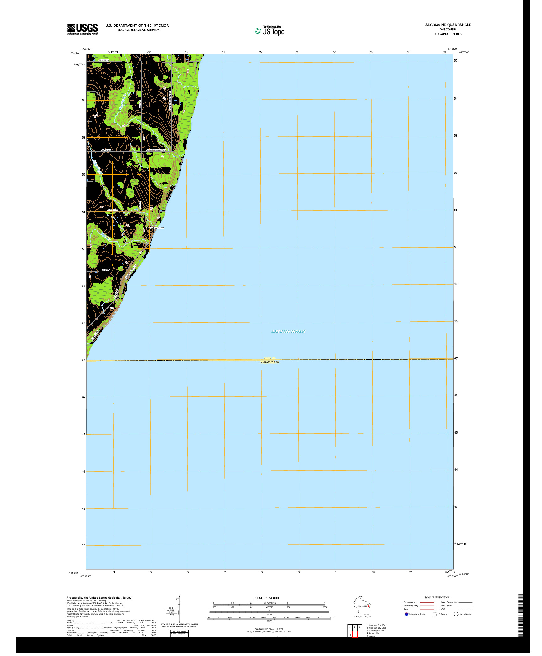 US TOPO 7.5-MINUTE MAP FOR ALGOMA NE, WI