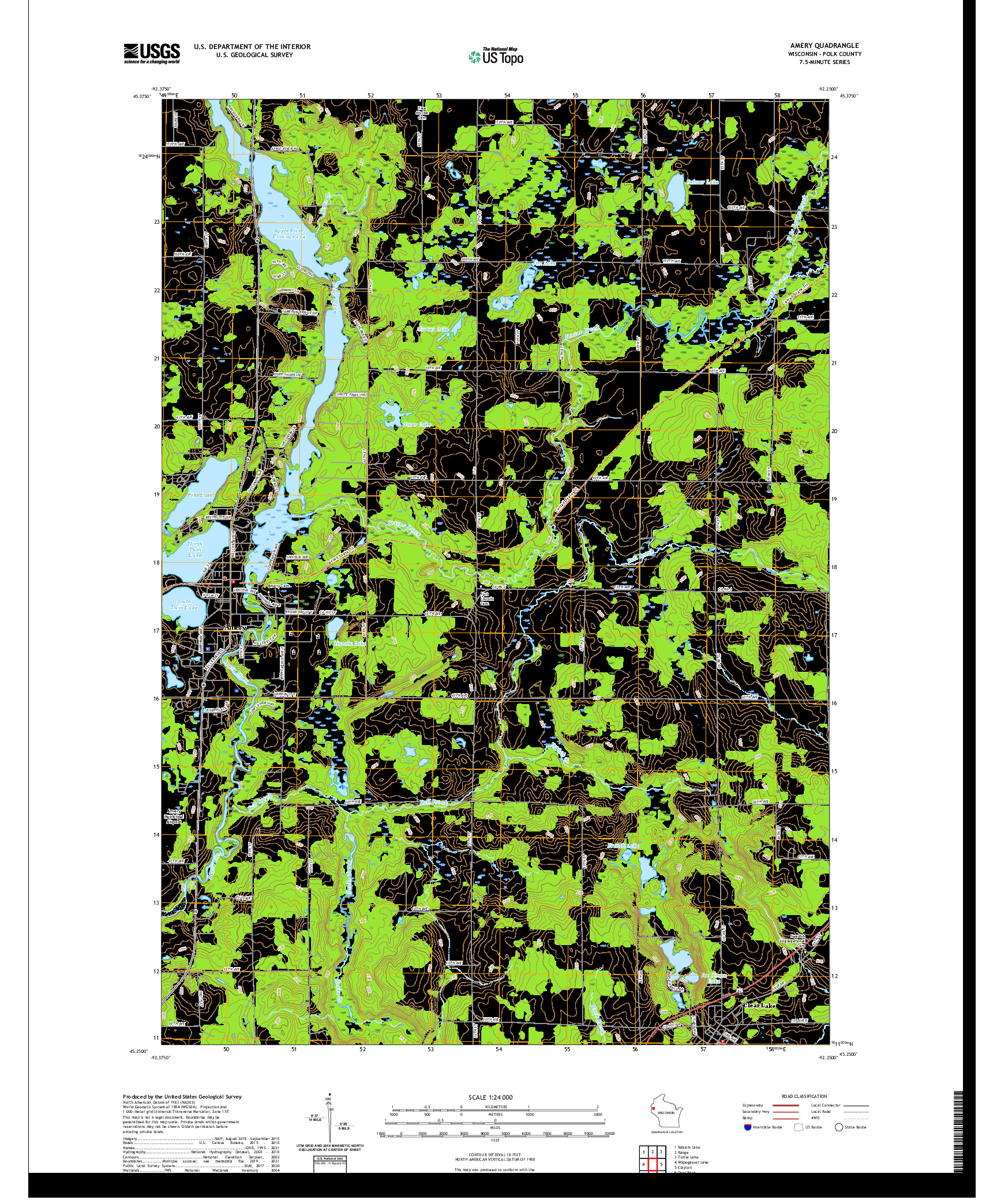 US TOPO 7.5-MINUTE MAP FOR AMERY, WI