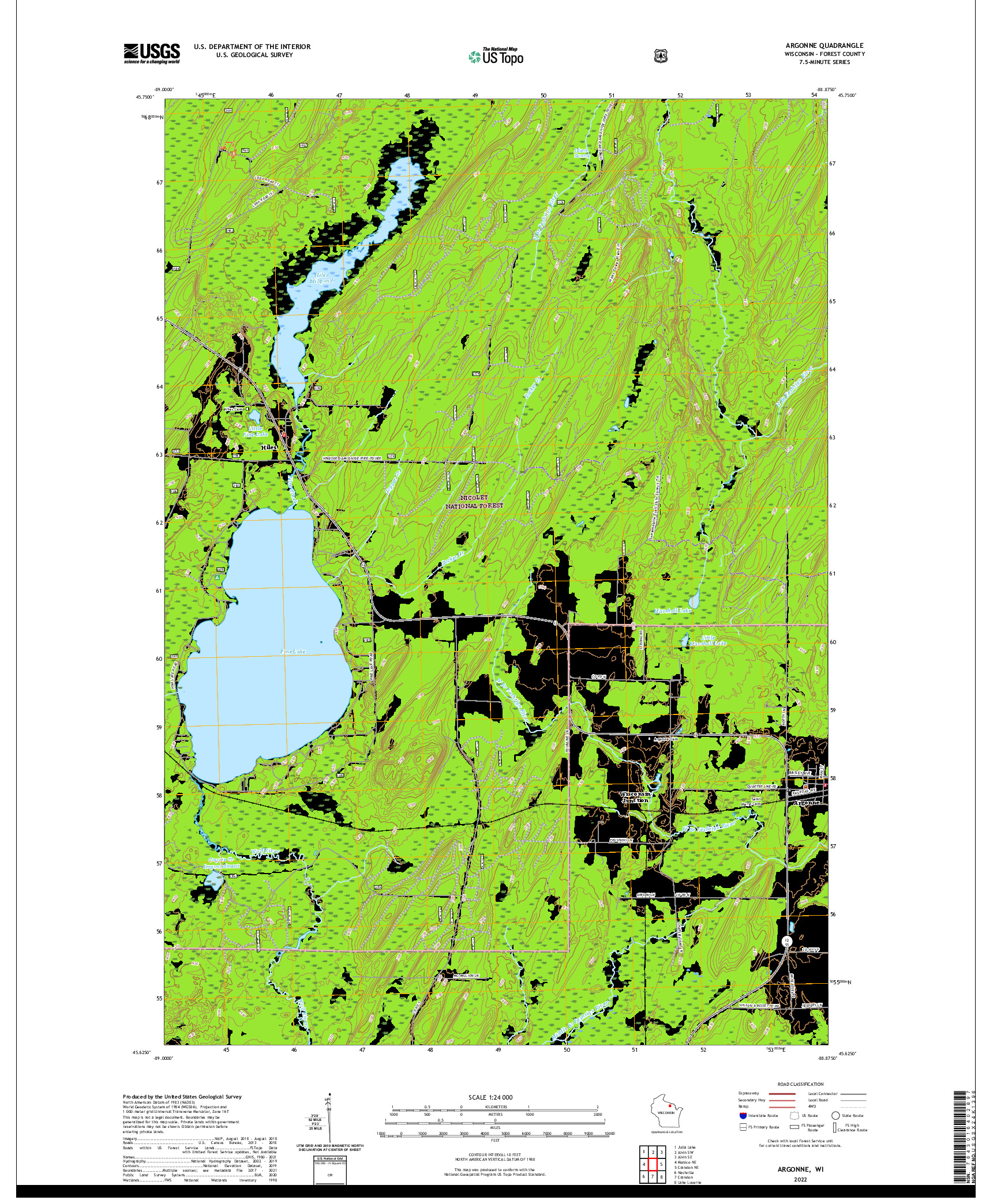 US TOPO 7.5-MINUTE MAP FOR ARGONNE, WI