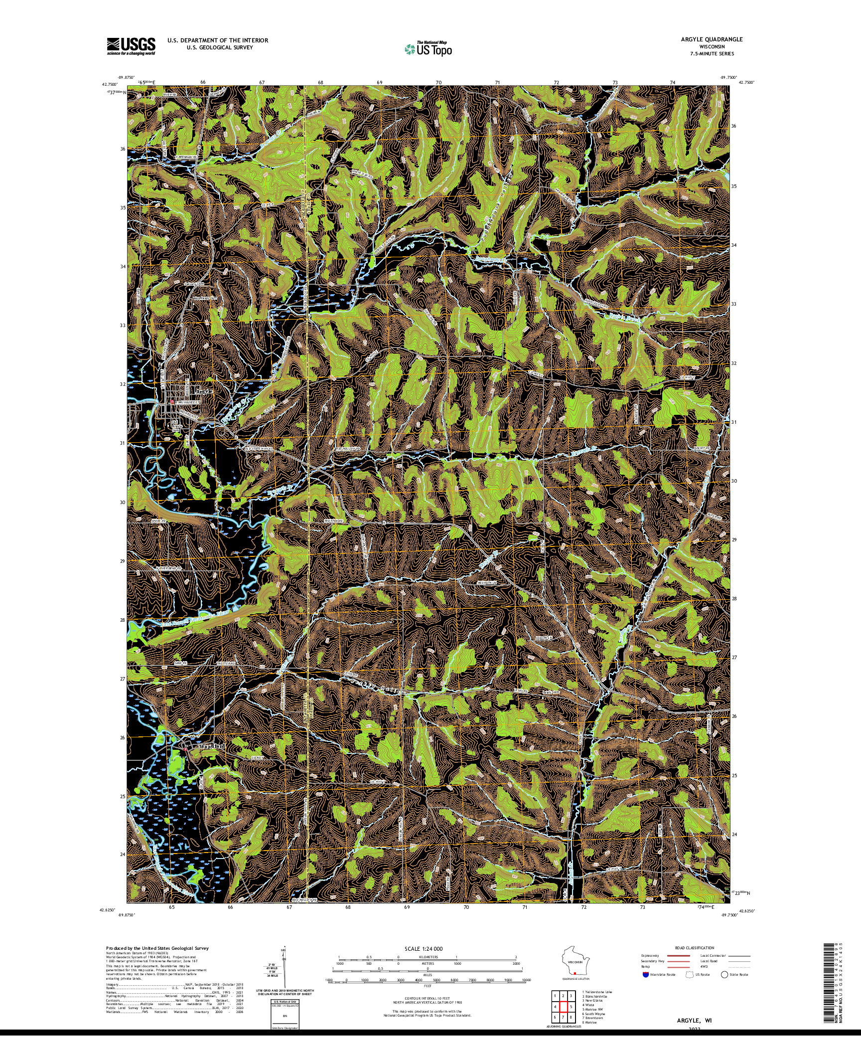 US TOPO 7.5-MINUTE MAP FOR ARGYLE, WI