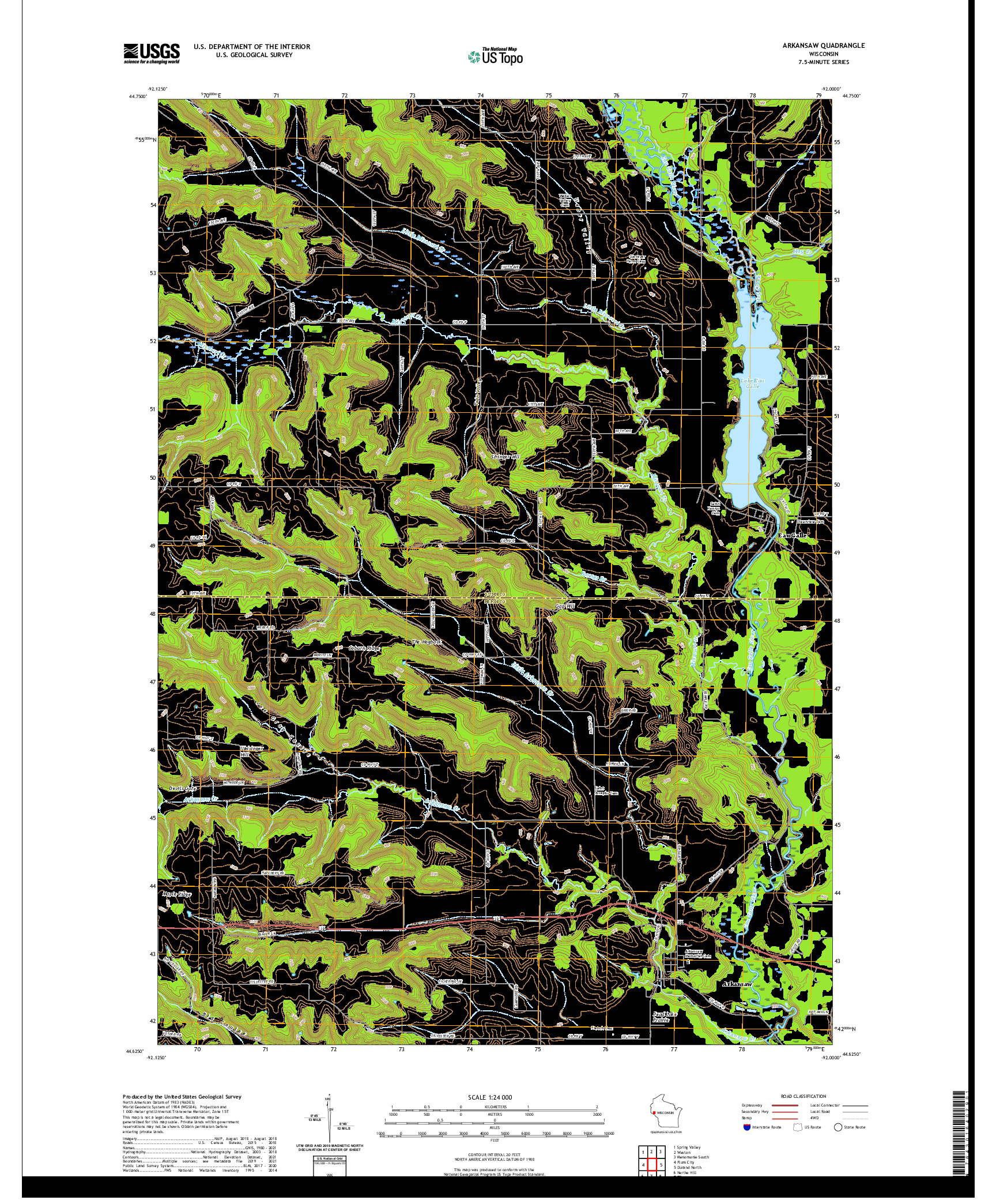 US TOPO 7.5-MINUTE MAP FOR ARKANSAW, WI