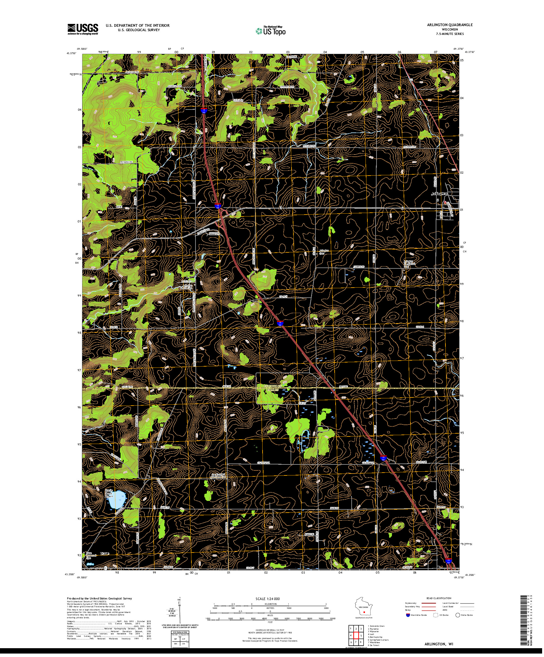 US TOPO 7.5-MINUTE MAP FOR ARLINGTON, WI
