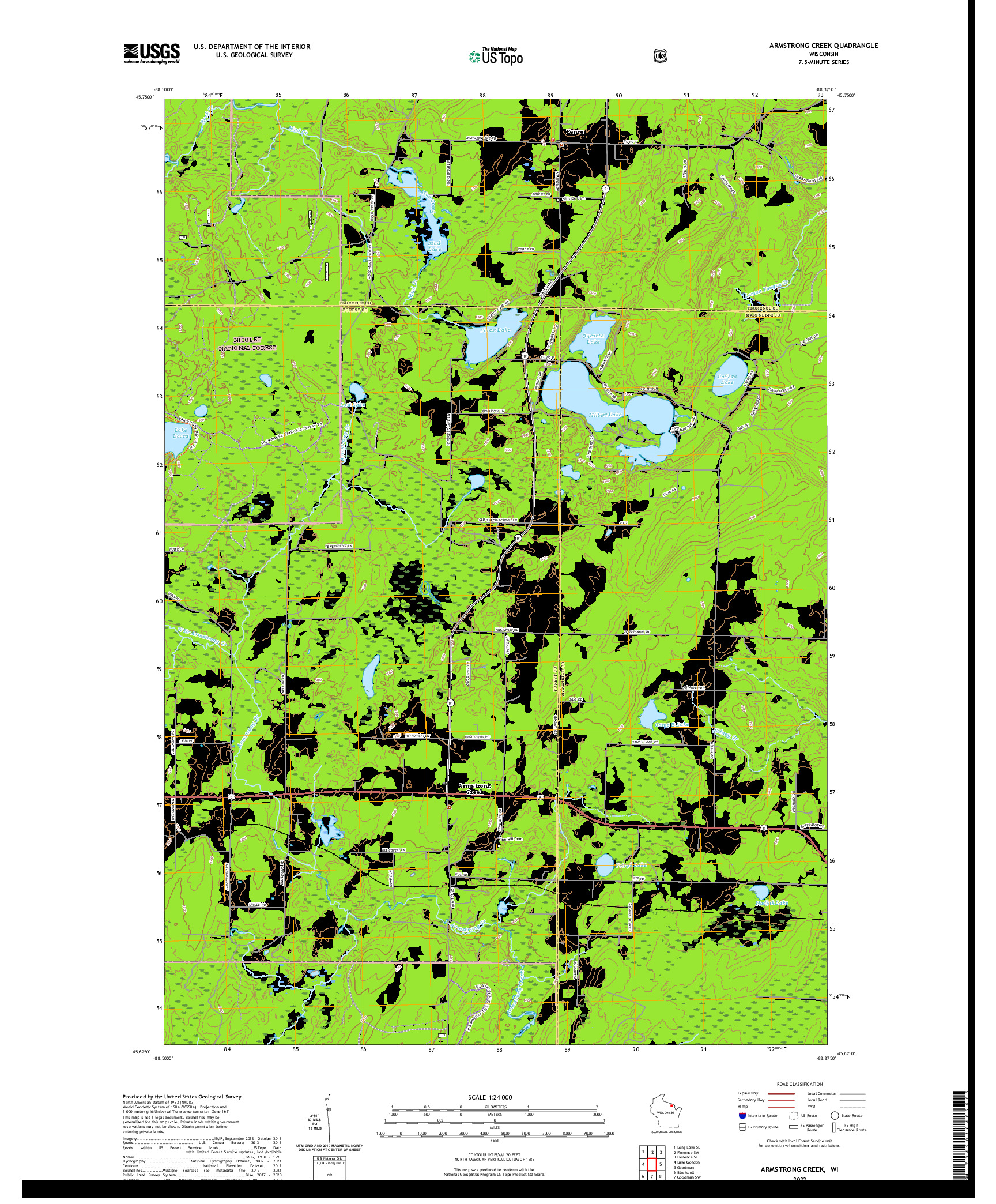 US TOPO 7.5-MINUTE MAP FOR ARMSTRONG CREEK, WI