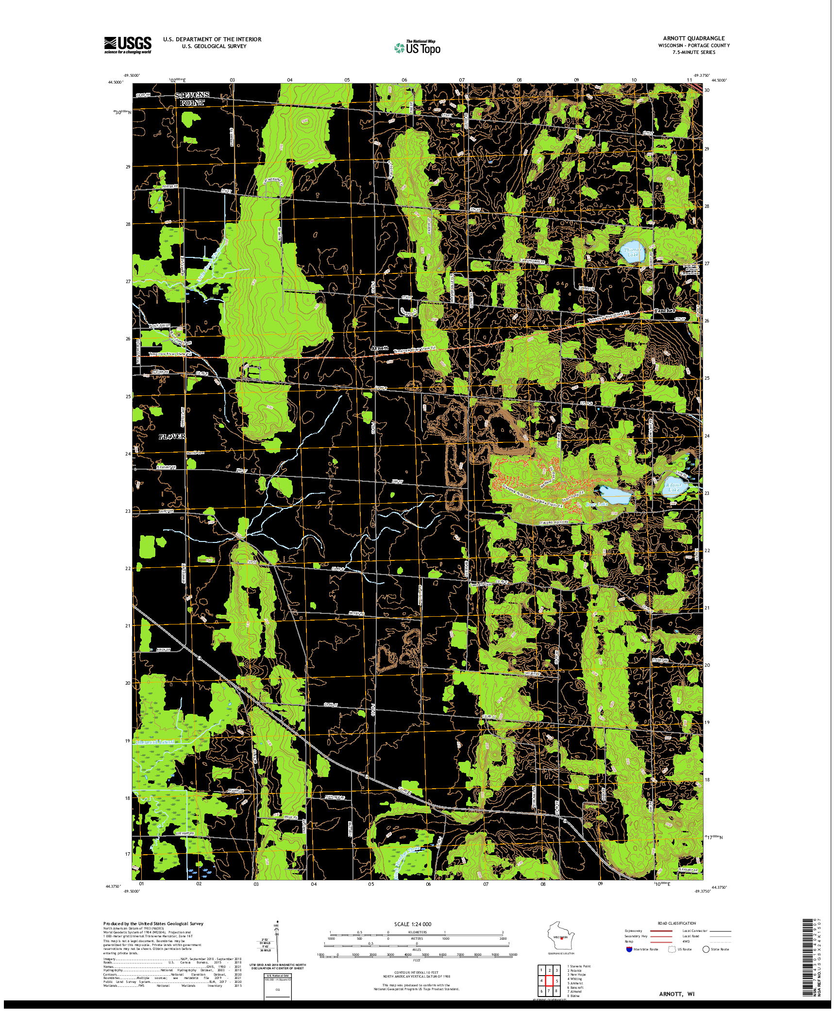 US TOPO 7.5-MINUTE MAP FOR ARNOTT, WI