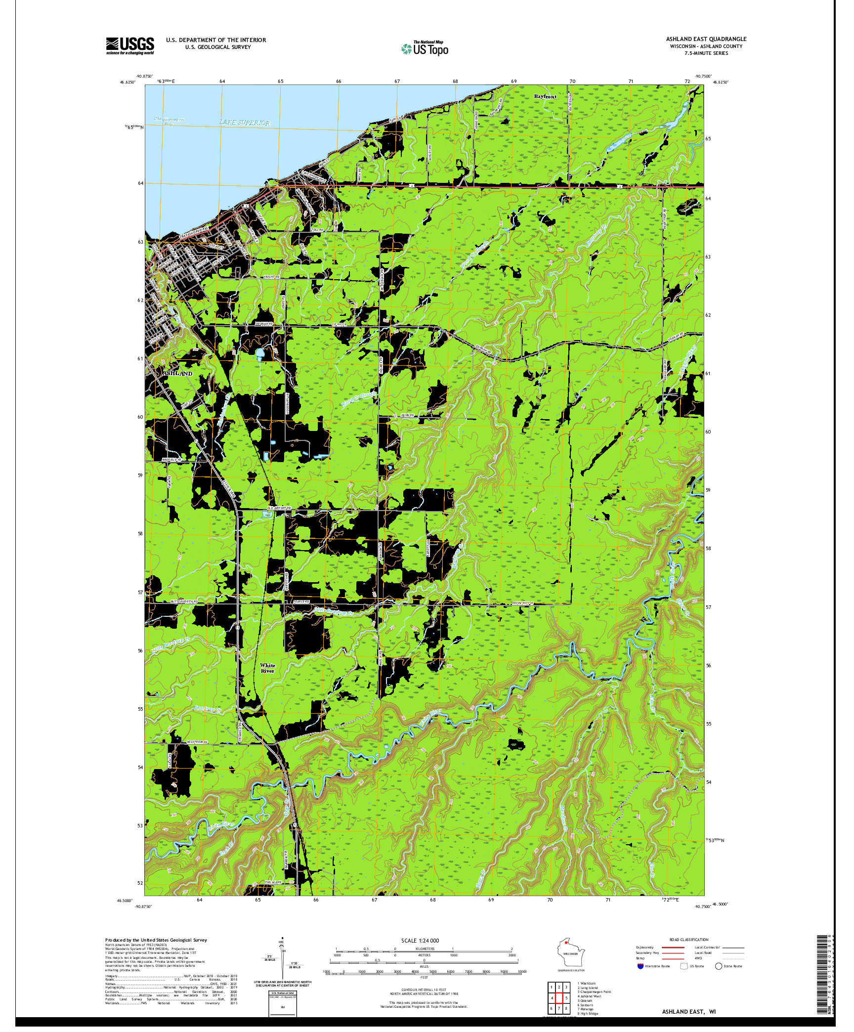 US TOPO 7.5-MINUTE MAP FOR ASHLAND EAST, WI