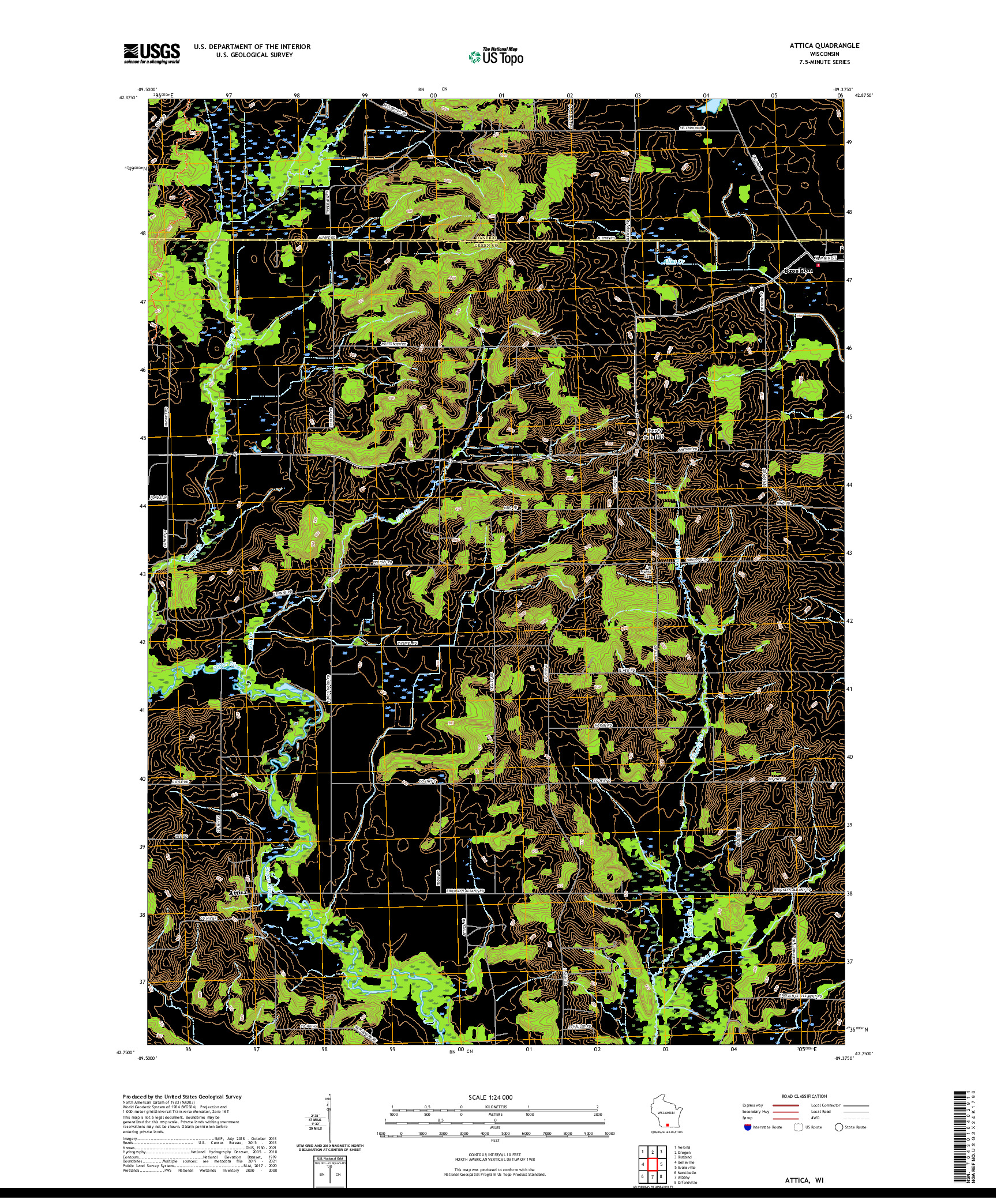 US TOPO 7.5-MINUTE MAP FOR ATTICA, WI