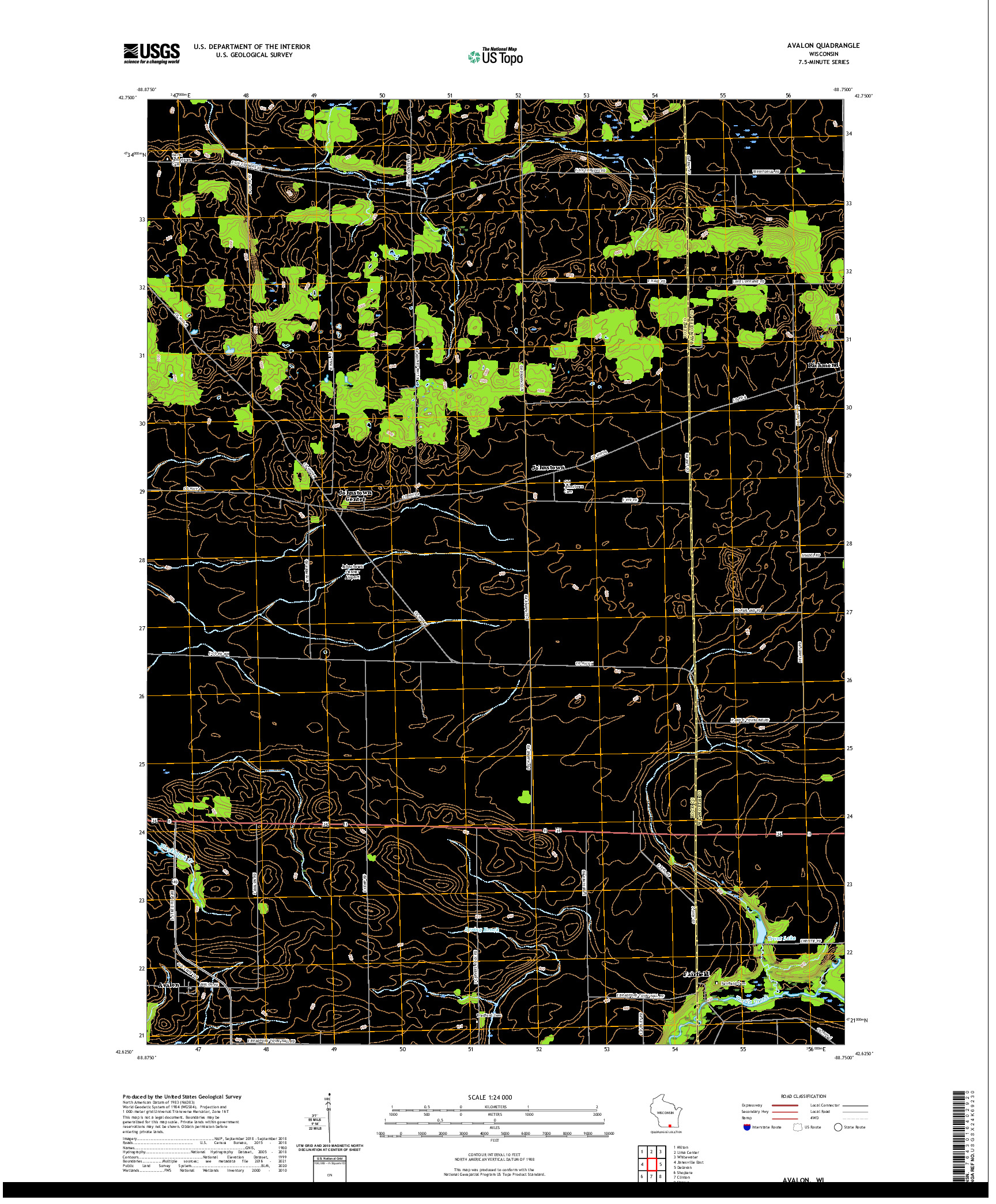 US TOPO 7.5-MINUTE MAP FOR AVALON, WI