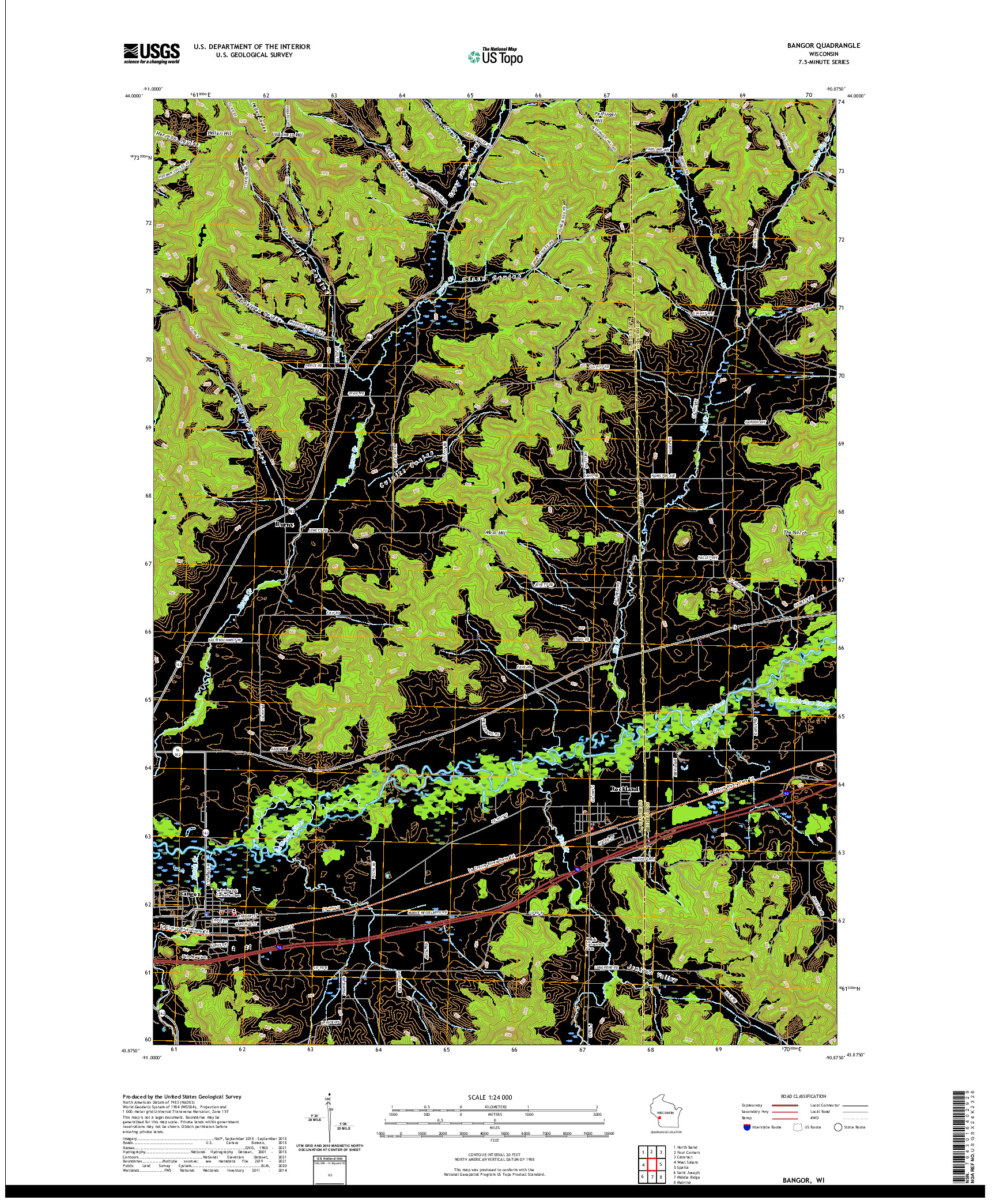 US TOPO 7.5-MINUTE MAP FOR BANGOR, WI