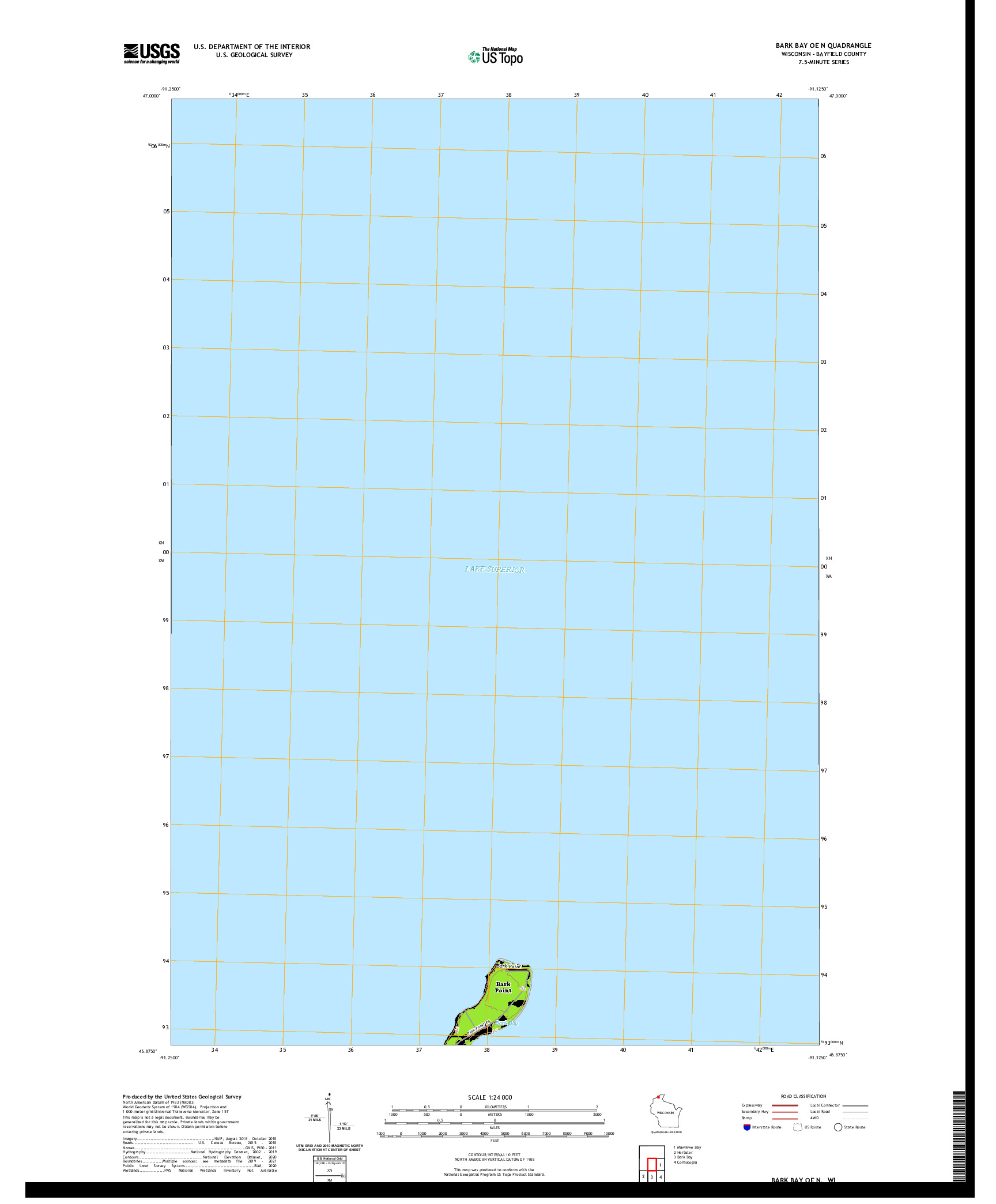 US TOPO 7.5-MINUTE MAP FOR BARK BAY OE N, WI