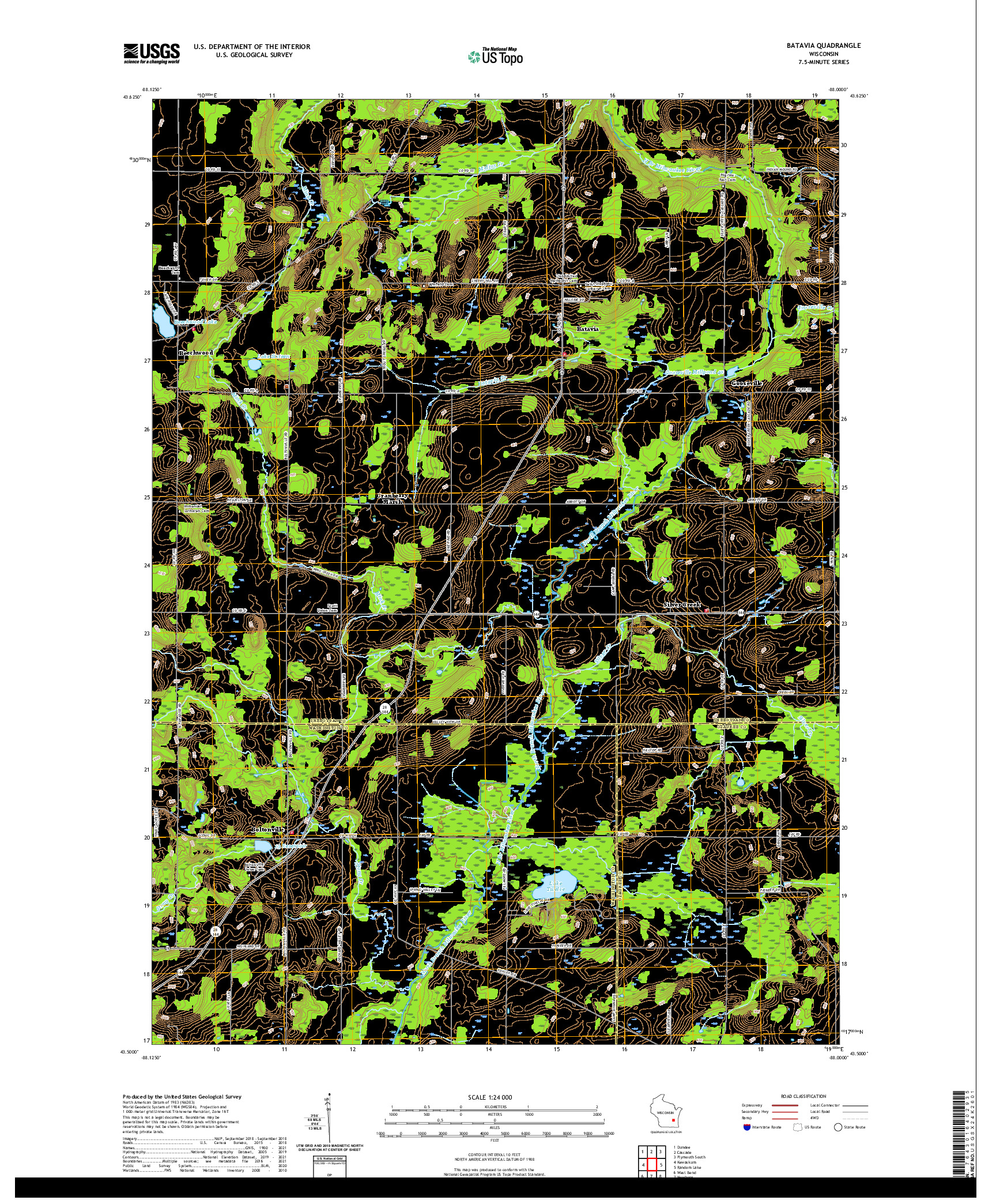 US TOPO 7.5-MINUTE MAP FOR BATAVIA, WI