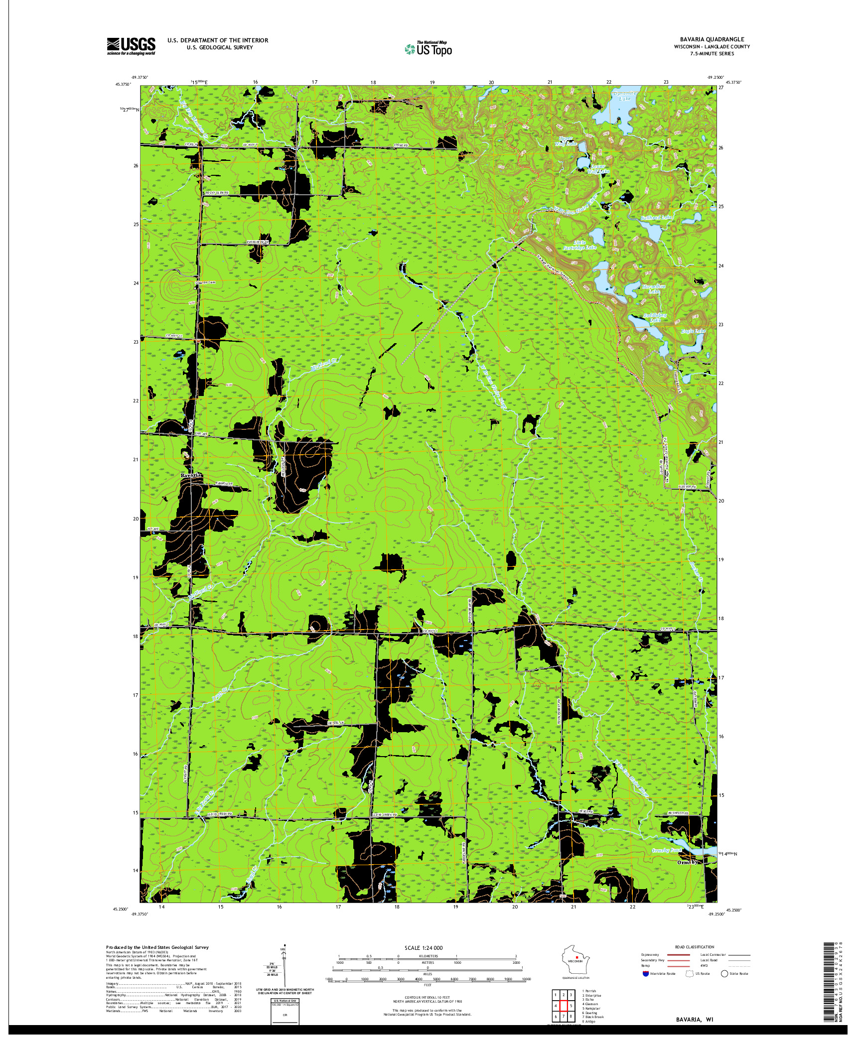 US TOPO 7.5-MINUTE MAP FOR BAVARIA, WI