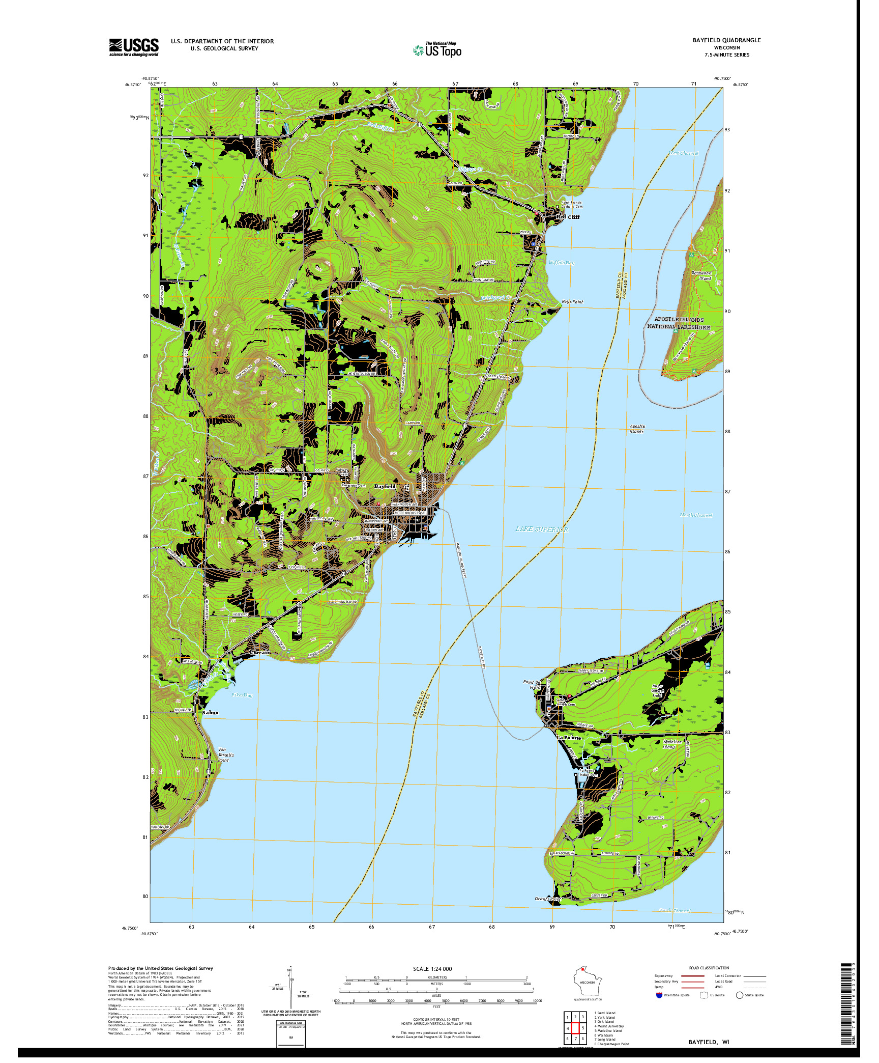 US TOPO 7.5-MINUTE MAP FOR BAYFIELD, WI